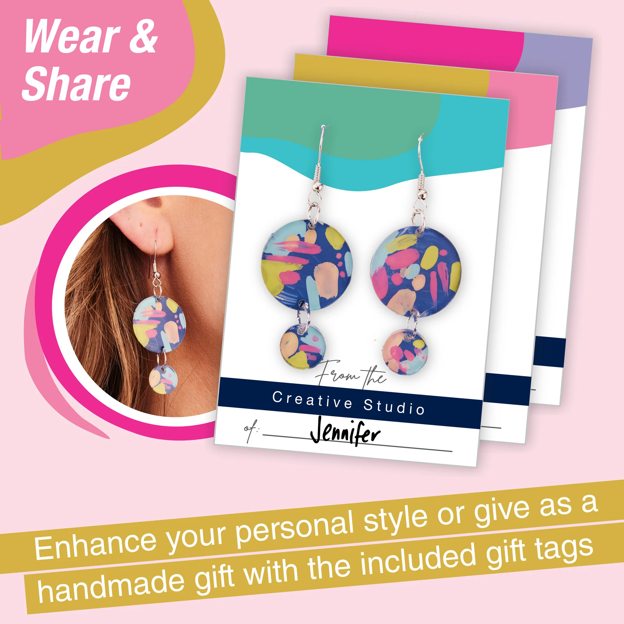 Painted Acrylic Earrings - #FC770431 - Image 6