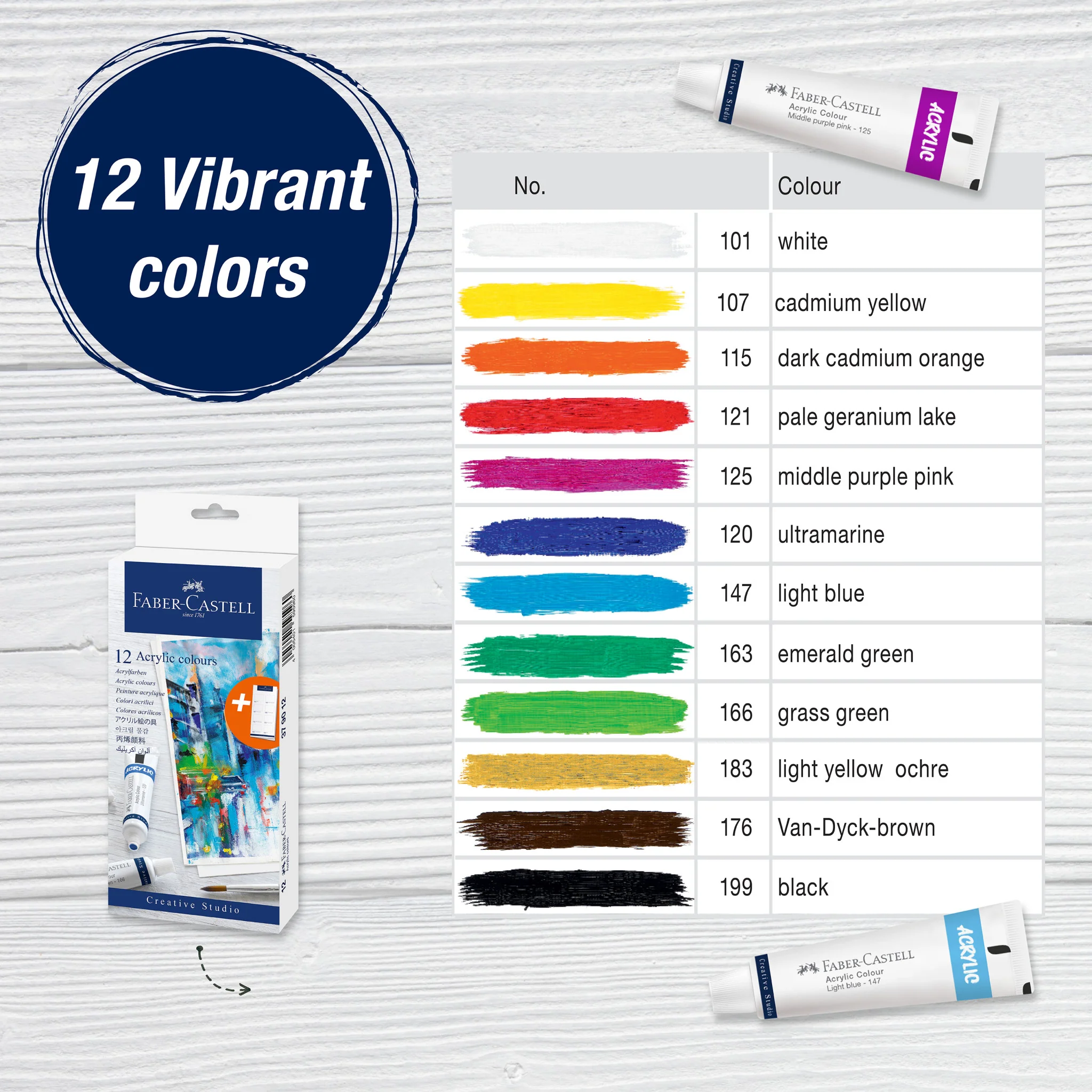 Acrylic Paints, Set of 12 - #FC379212 - Image 2