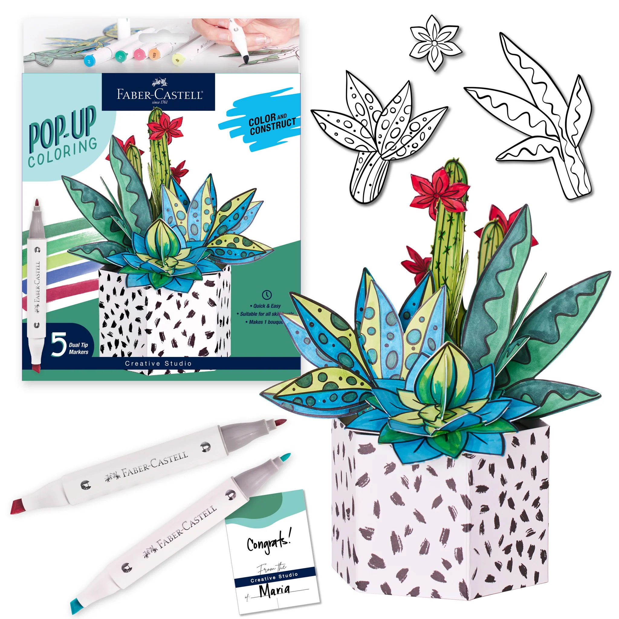 Pop Up Coloring Bouquet - Succulents - #FC770428 - Image 2