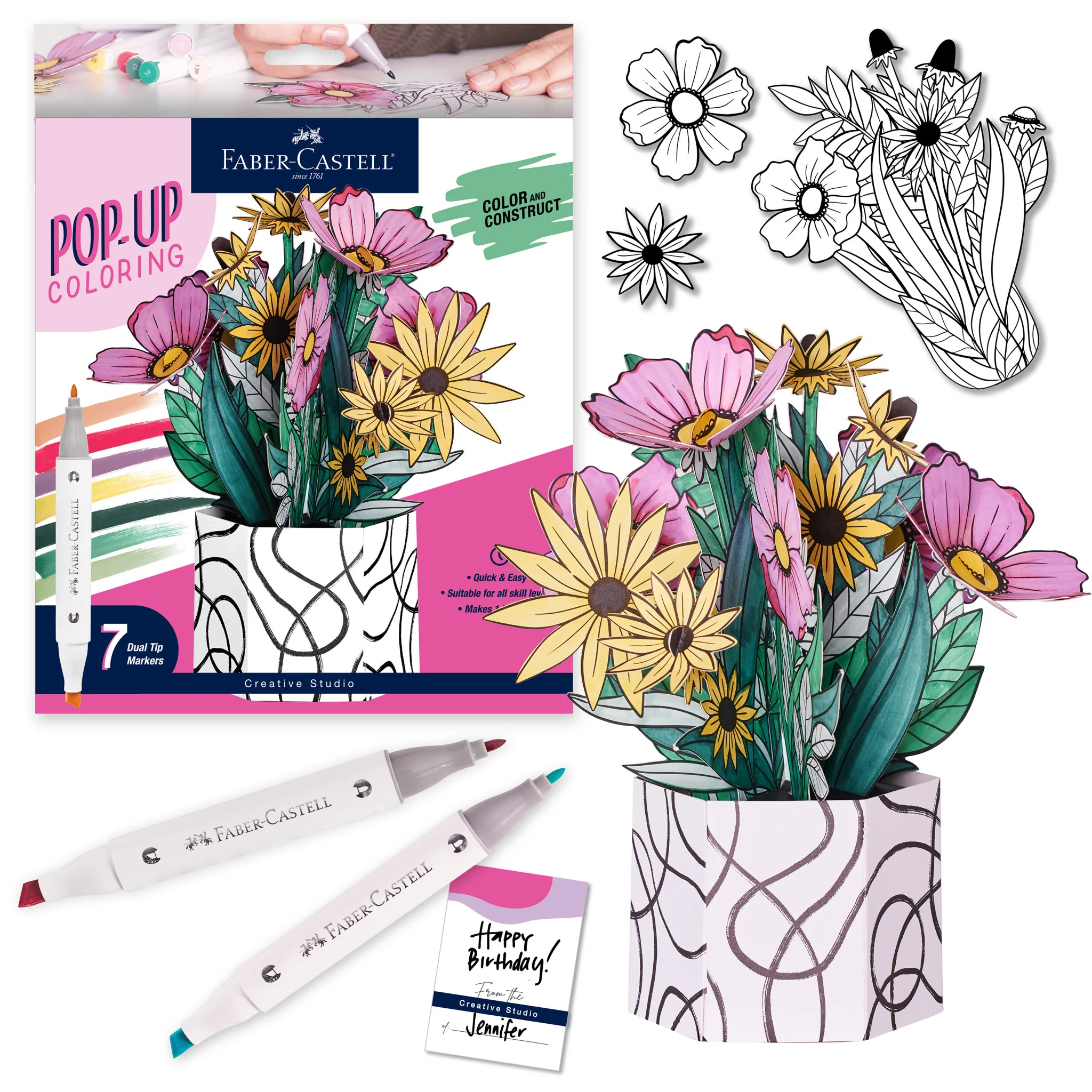 Pop Up Coloring Bouquet - Wildflower Bunch - #FC770430 - Image 2