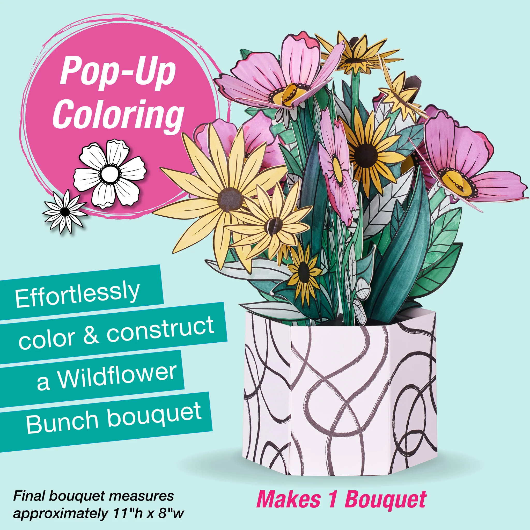 Pop Up Coloring Bouquet - Wildflower Bunch - #FC770430 - Image 3