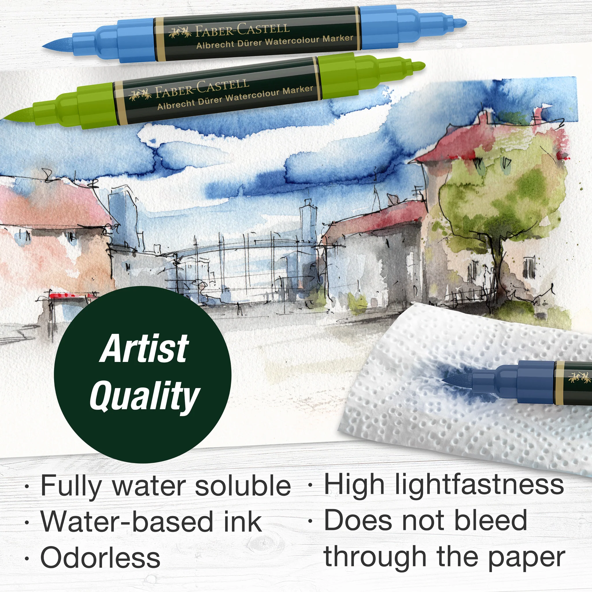 Albrecht Dürer Watercolor Markers, Urban Sketching - Wallet of 5 - #FC160308 - Image 3