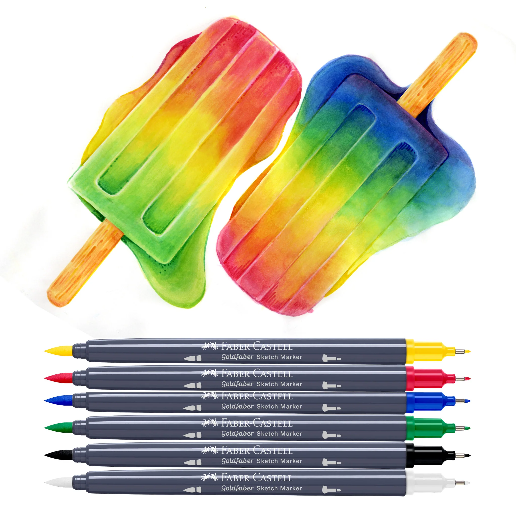 Goldfaber Sketch Markers, Basic Tones - Box of 6 - #FC770100 - Image 8