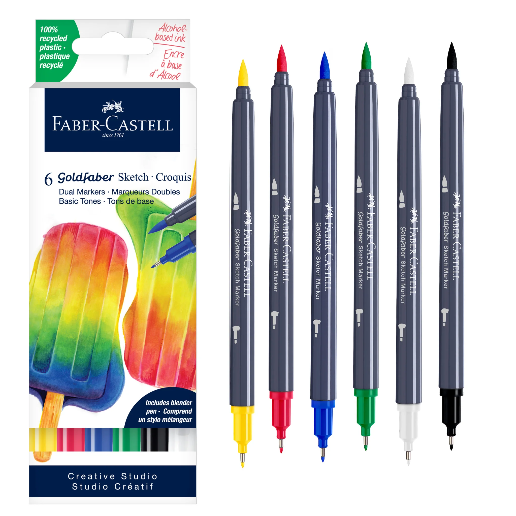 Goldfaber Sketch Markers, Basic Tones - Box of 6 - #FC770100 - Image 9