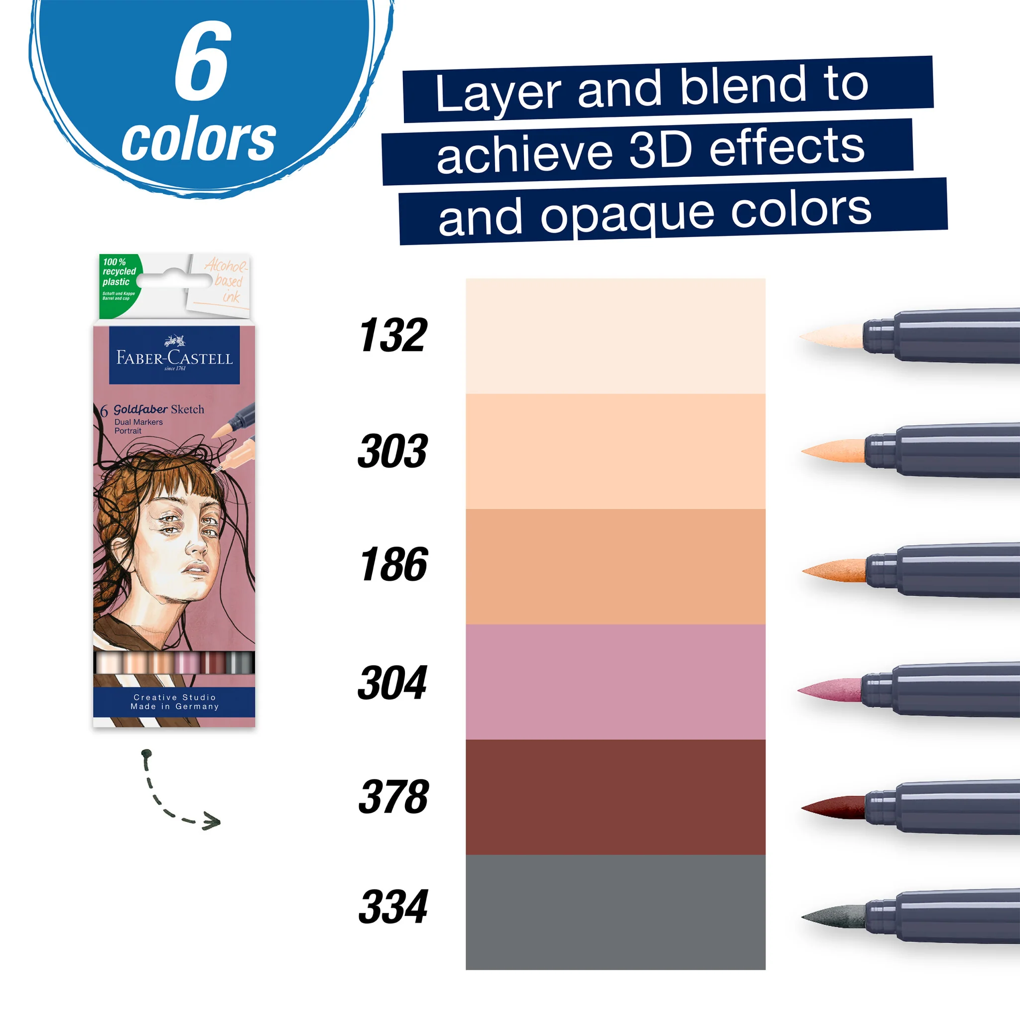Goldfaber Sketch Markers, Portrait - Box of 6  - #FC164812 - Image 2
