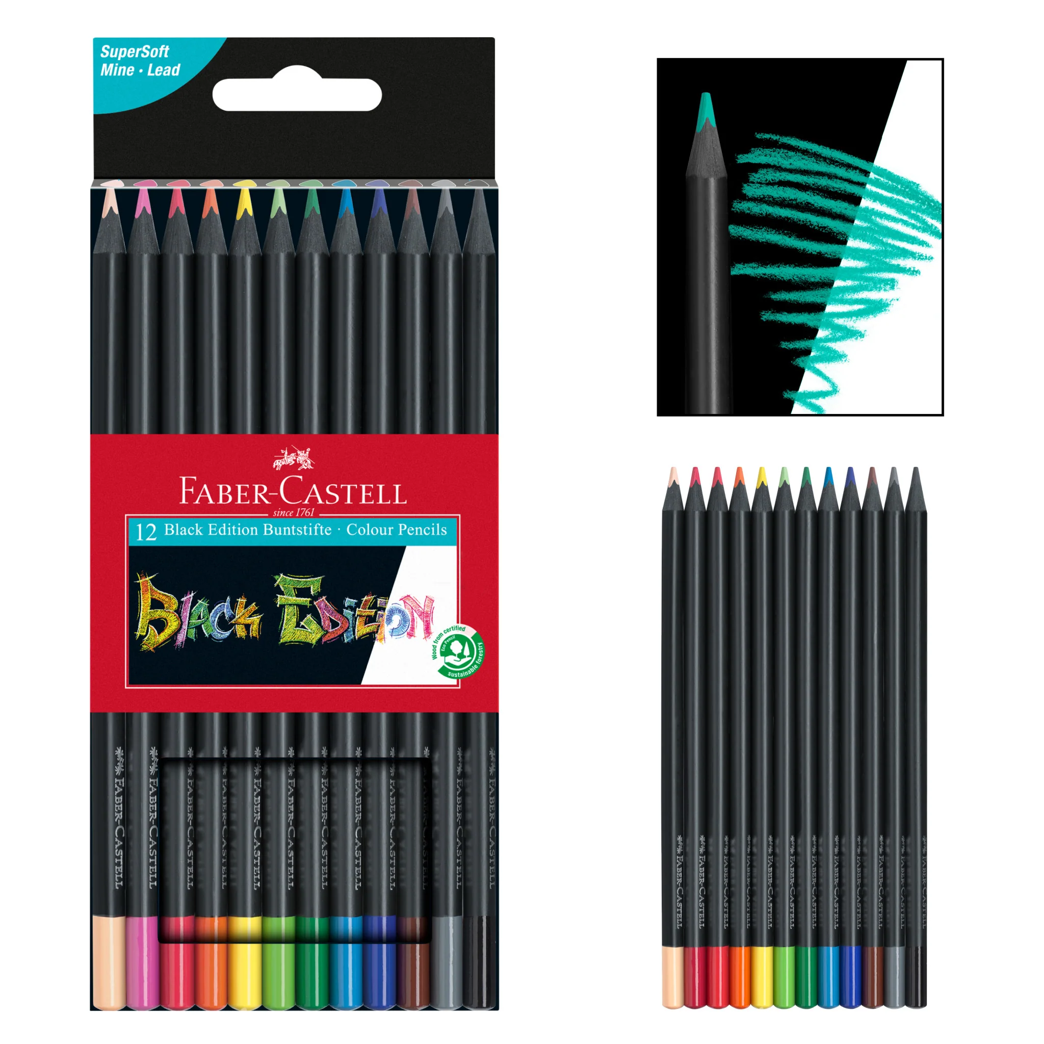 Black Edition Colored Pencils, Box of 12 - #FC116412 - Image 8