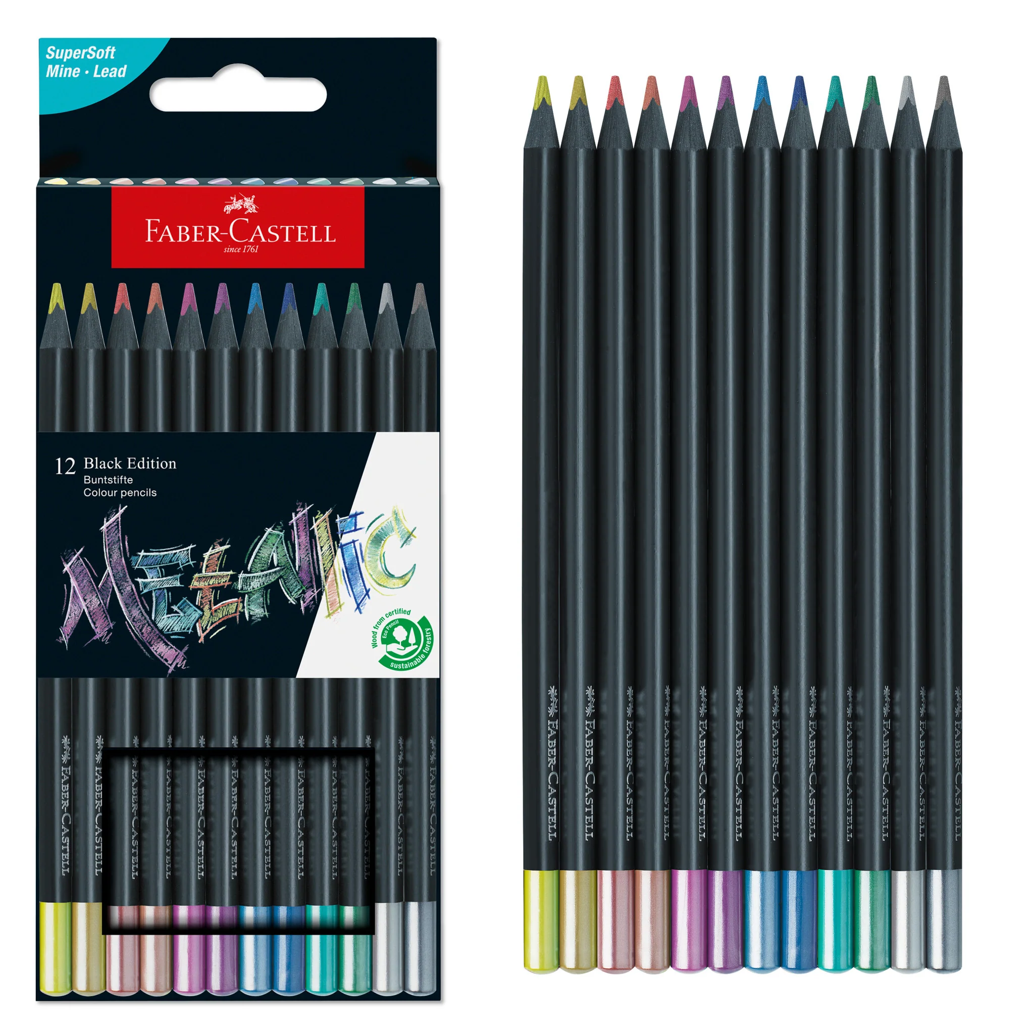 Black Edition Colored Pencils, Metallic - Box of 12 - #FC116415 - Image 2