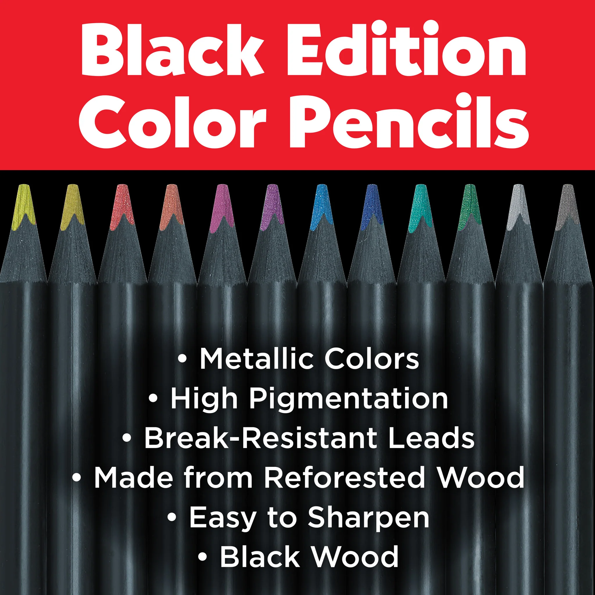 Black Edition Colored Pencils, Metallic - Box of 12 - #FC116415 - Image 3