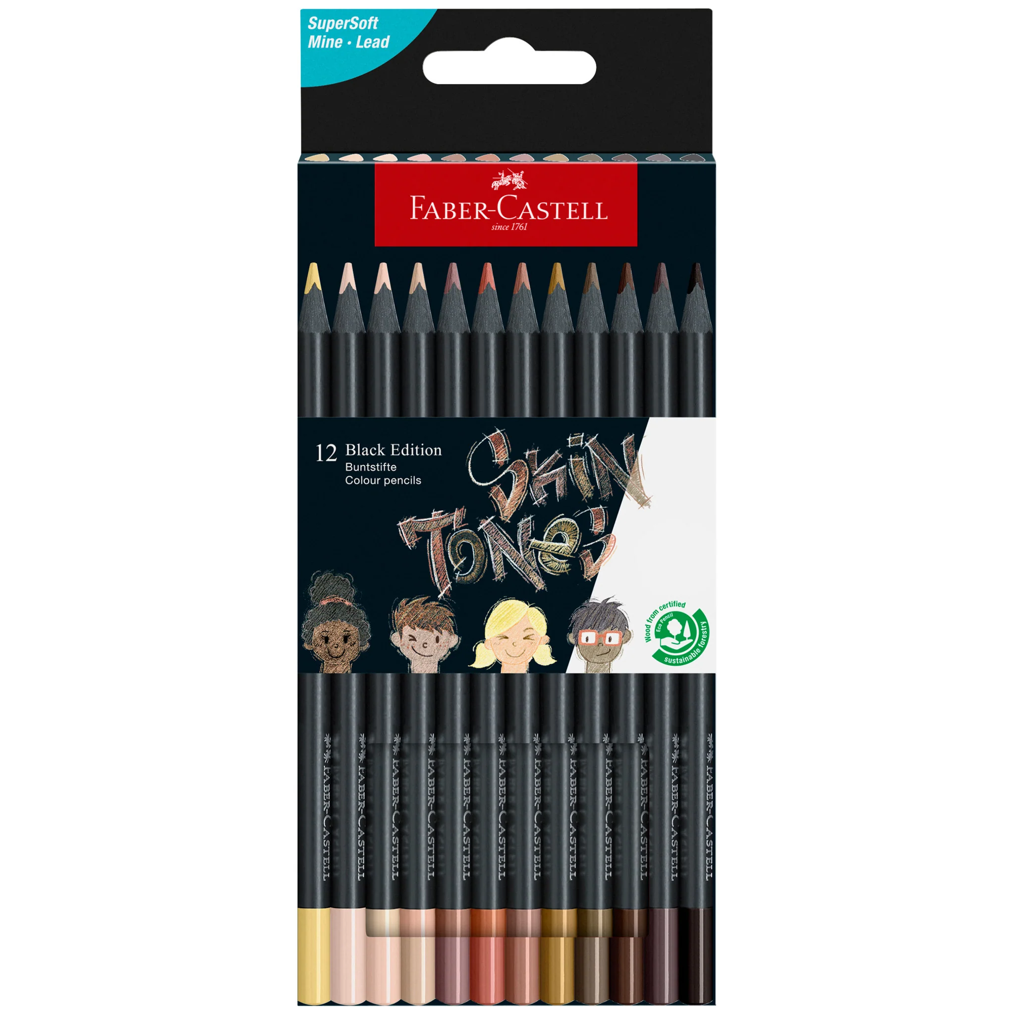 Black Edition Colored Pencils, Skin Tones - Box of 12 - #FC116414