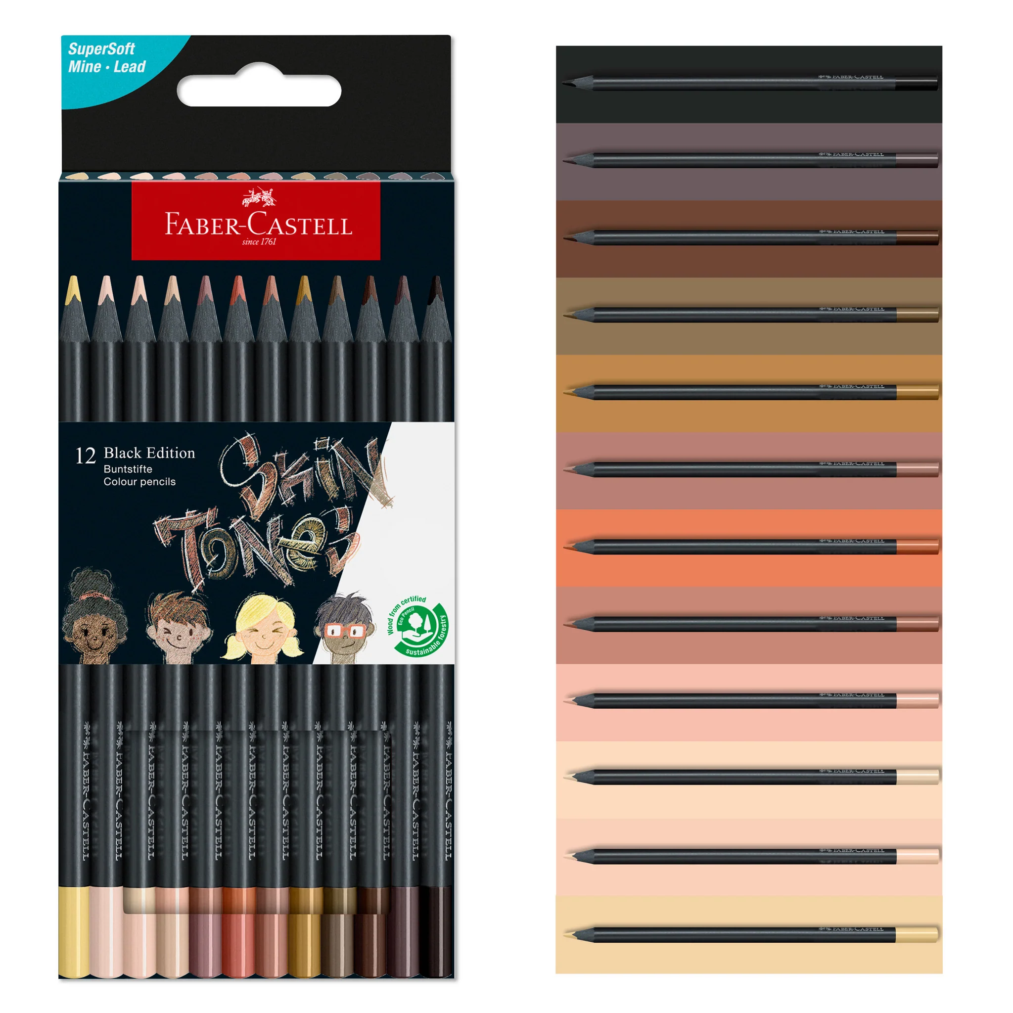 Black Edition Colored Pencils, Skin Tones - Box of 12 - #FC116414 - Image 2