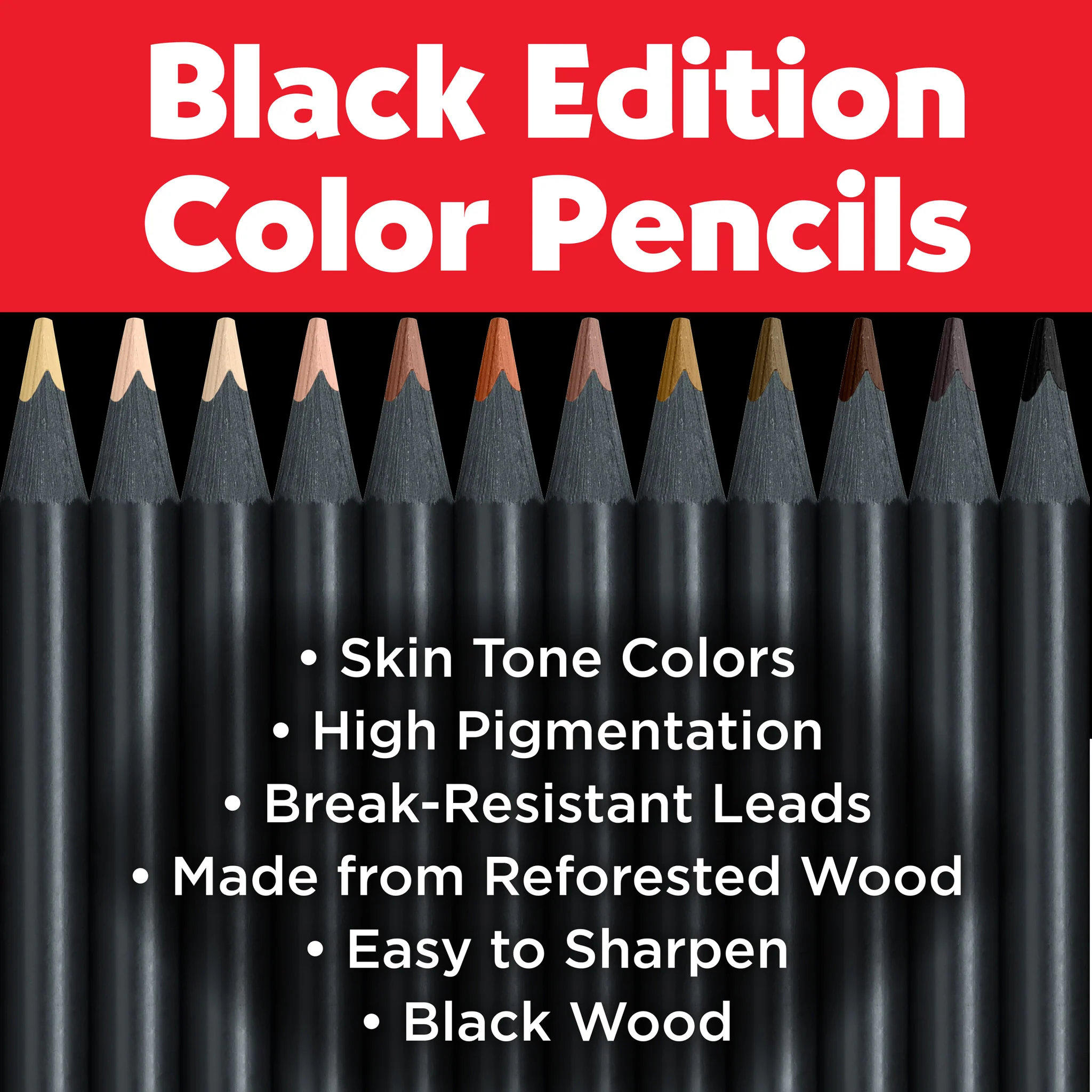 Black Edition Colored Pencils, Skin Tones - Box of 12 - #FC116414 - Image 3