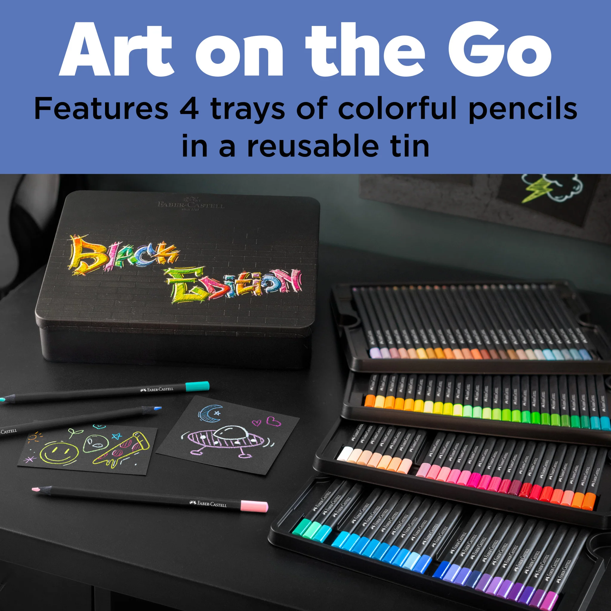 Black Edition Colored Pencils, Tin of 100 - #FC116490 - Image 8