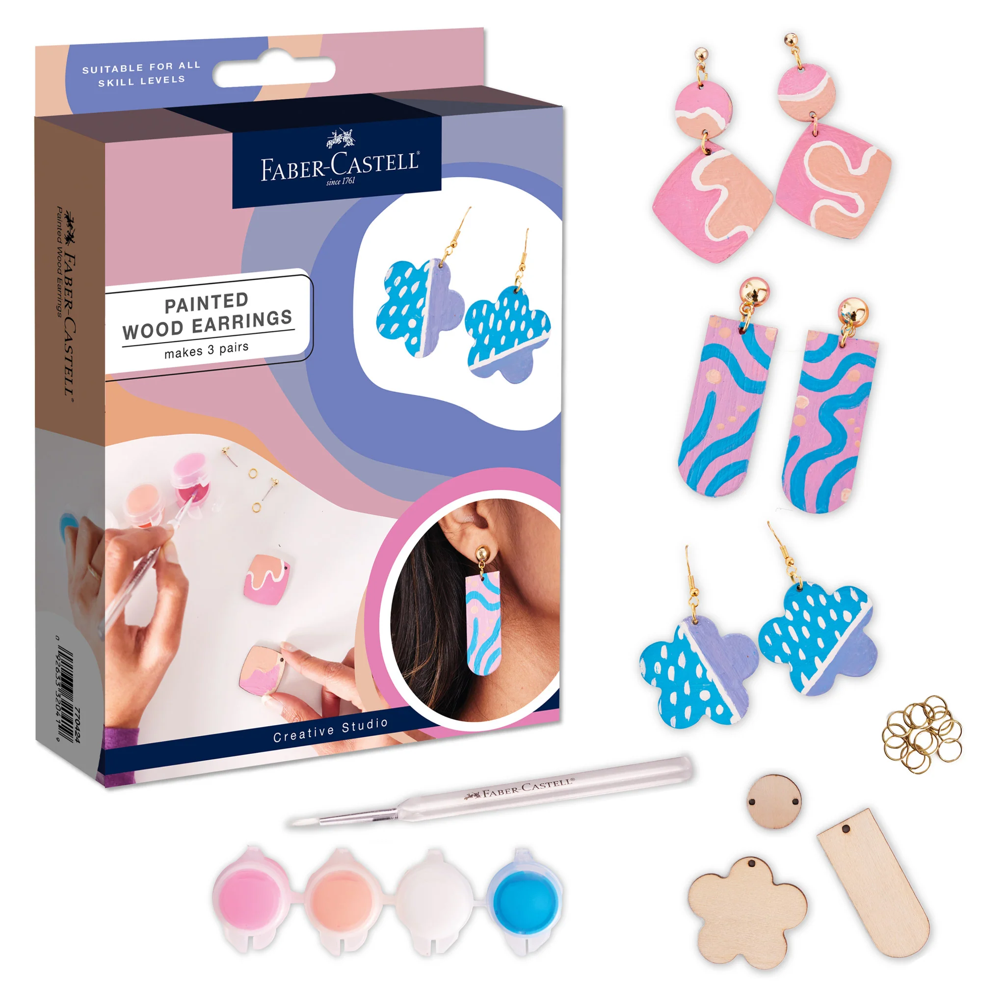 Painted Wood Earrings - #FC770424 - Image 2