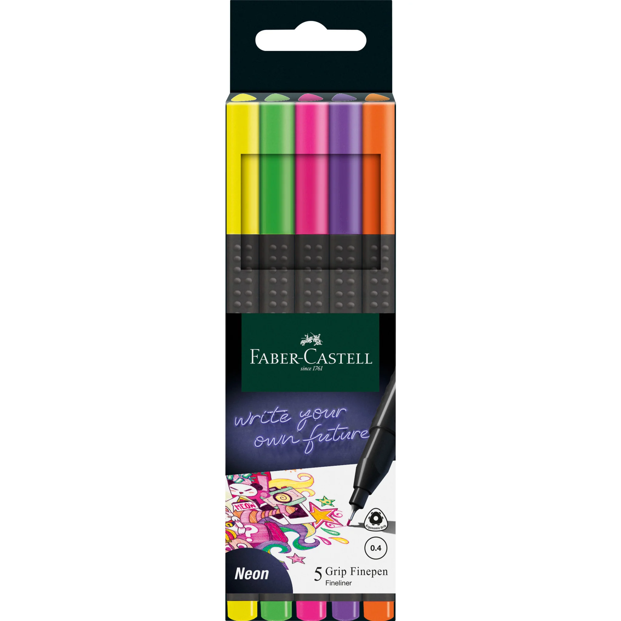 Grip Finepens, Neon - Box of 5 - #FC151603