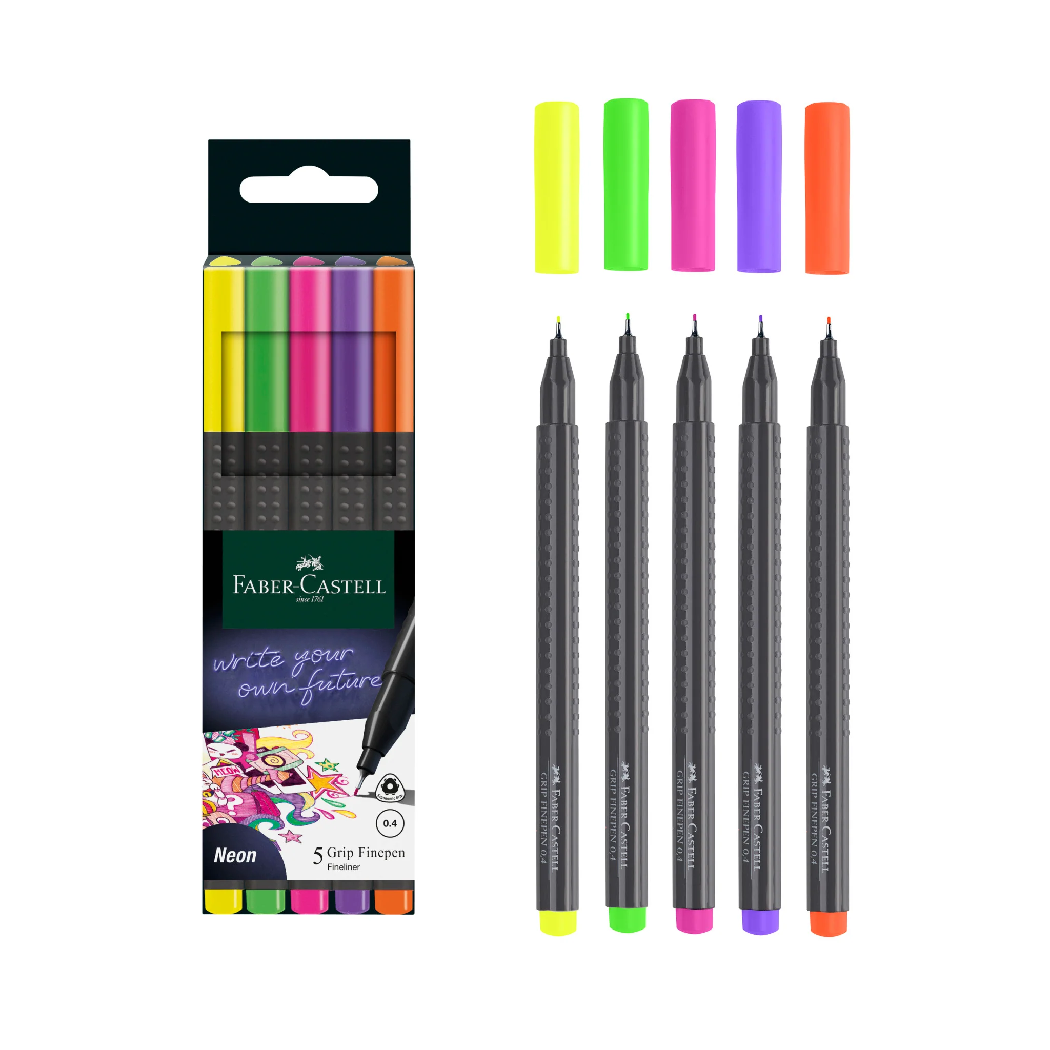 Grip Finepens, Neon - Box of 5 - #FC151603 - Image 6