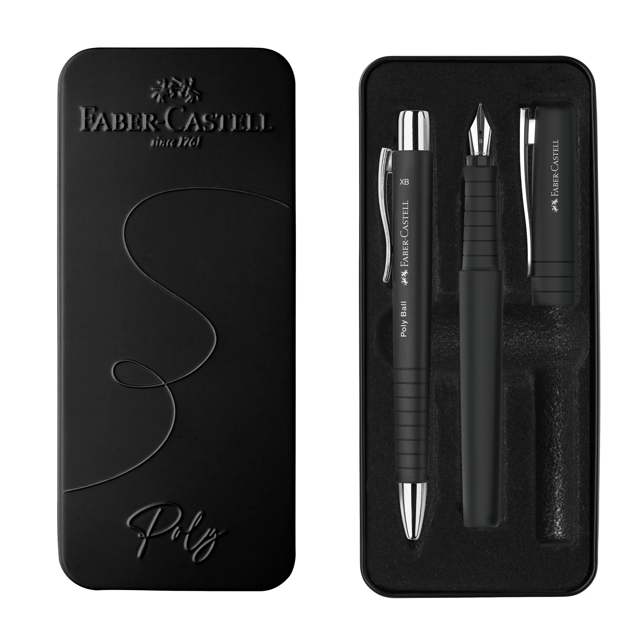 Poly Pen Fountain and Ballpoint Pen Pen Gift Set - Black - #FC241050 - Image 2