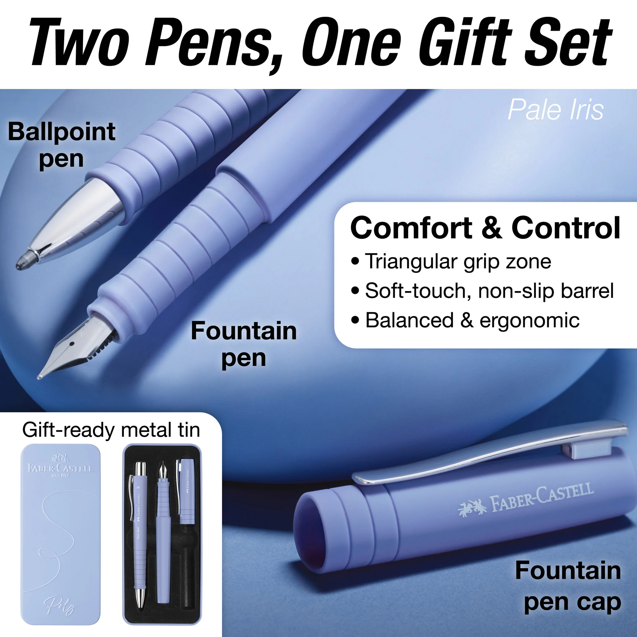 Poly Pen Fountain and Ballpoint Pen Pen Gift Set -  Pale Iris - #FC241051 - Image 3
