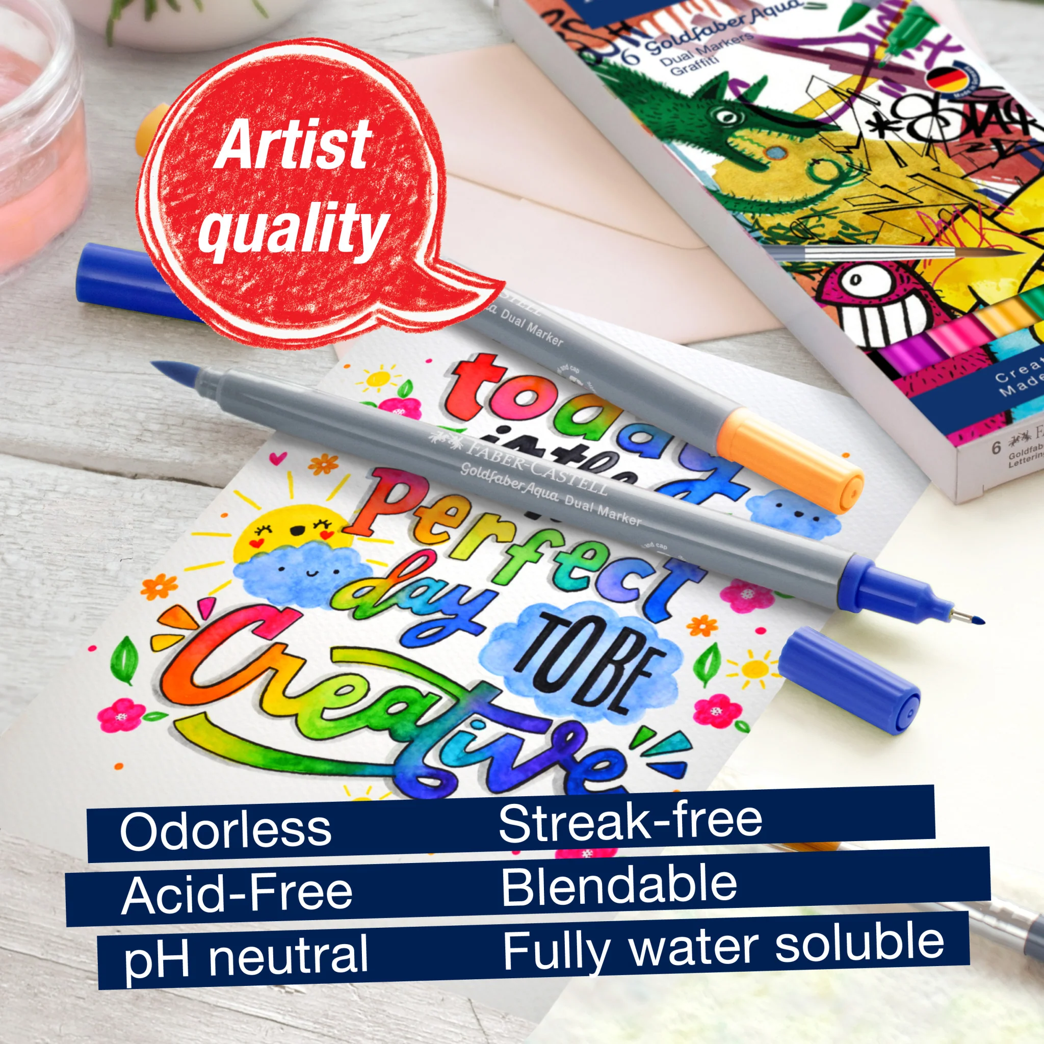 Goldfaber Aqua Dual Markers, Graffiti - Wallet of 6 - #FC164525 - Image 5