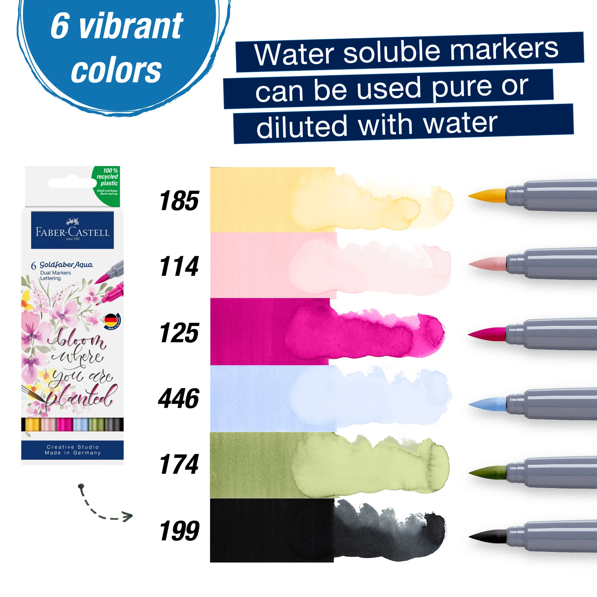 Goldfaber Aqua Dual Markers, Lettering Set Bloom - Wallet of 6 - #FC164524 - Image 4