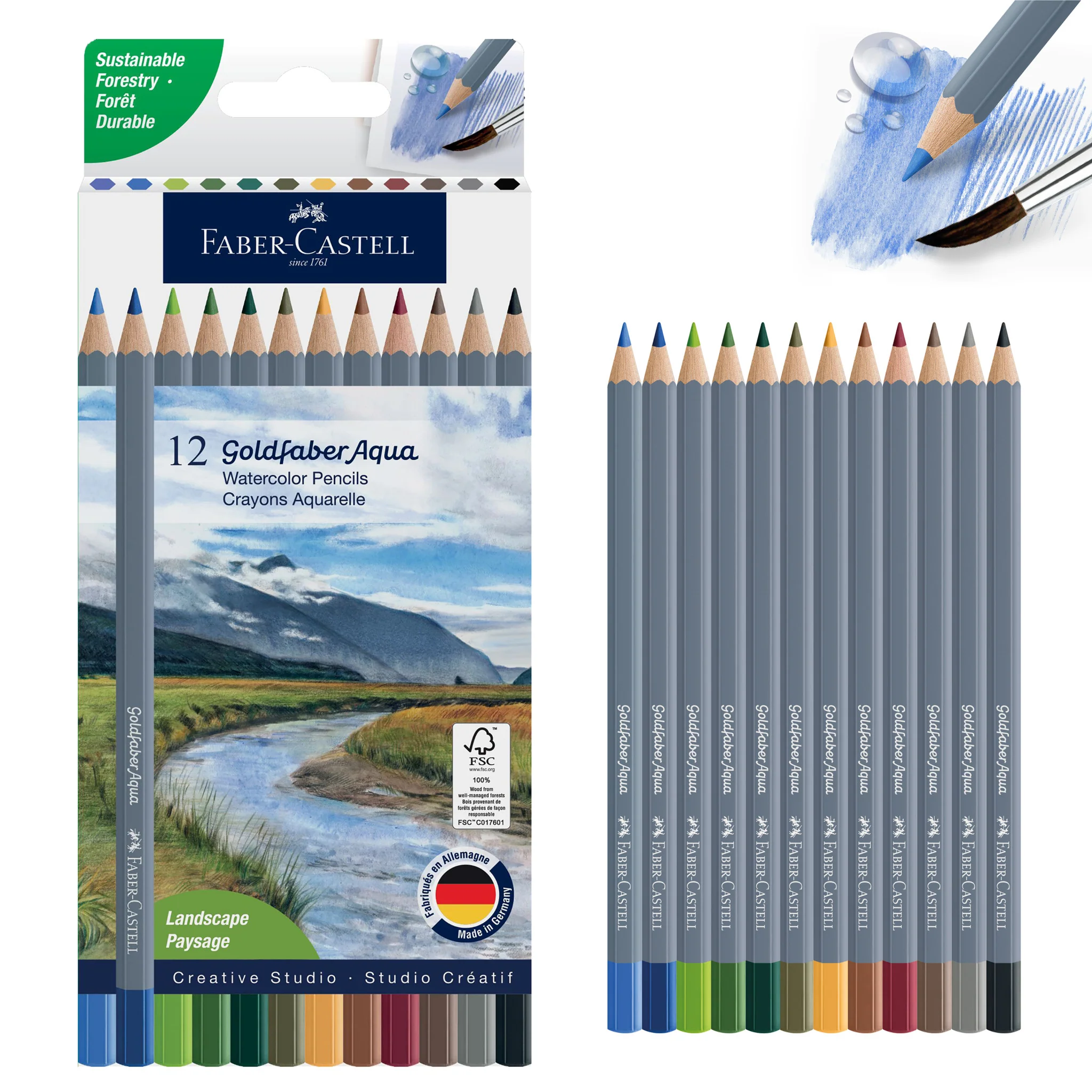 Goldfaber Watercolor Pencil Box - 12ct - Landscape - #FC214616 - Image 2
