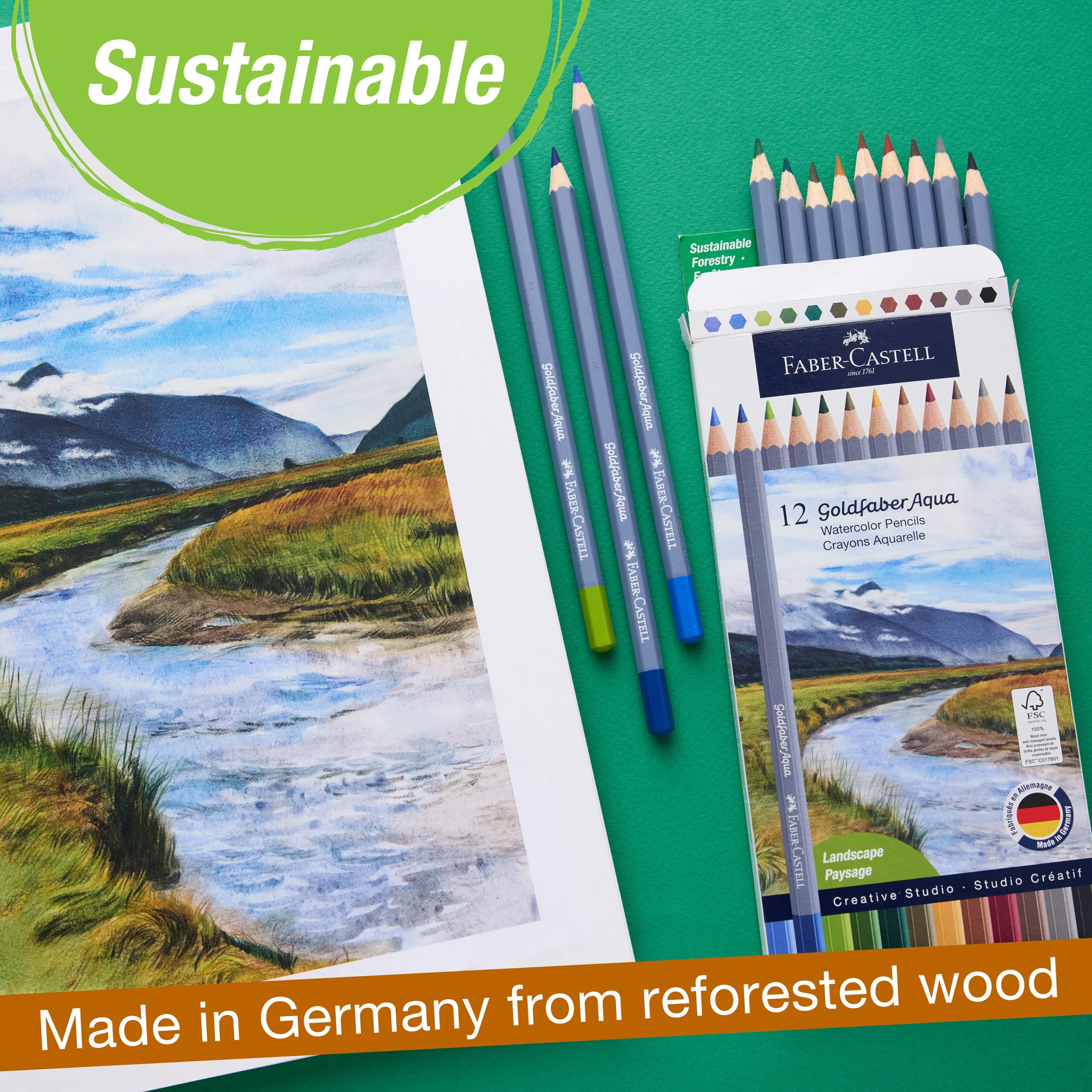 Goldfaber Watercolor Pencil Box - 12ct - Landscape - #FC214616 - Image 7