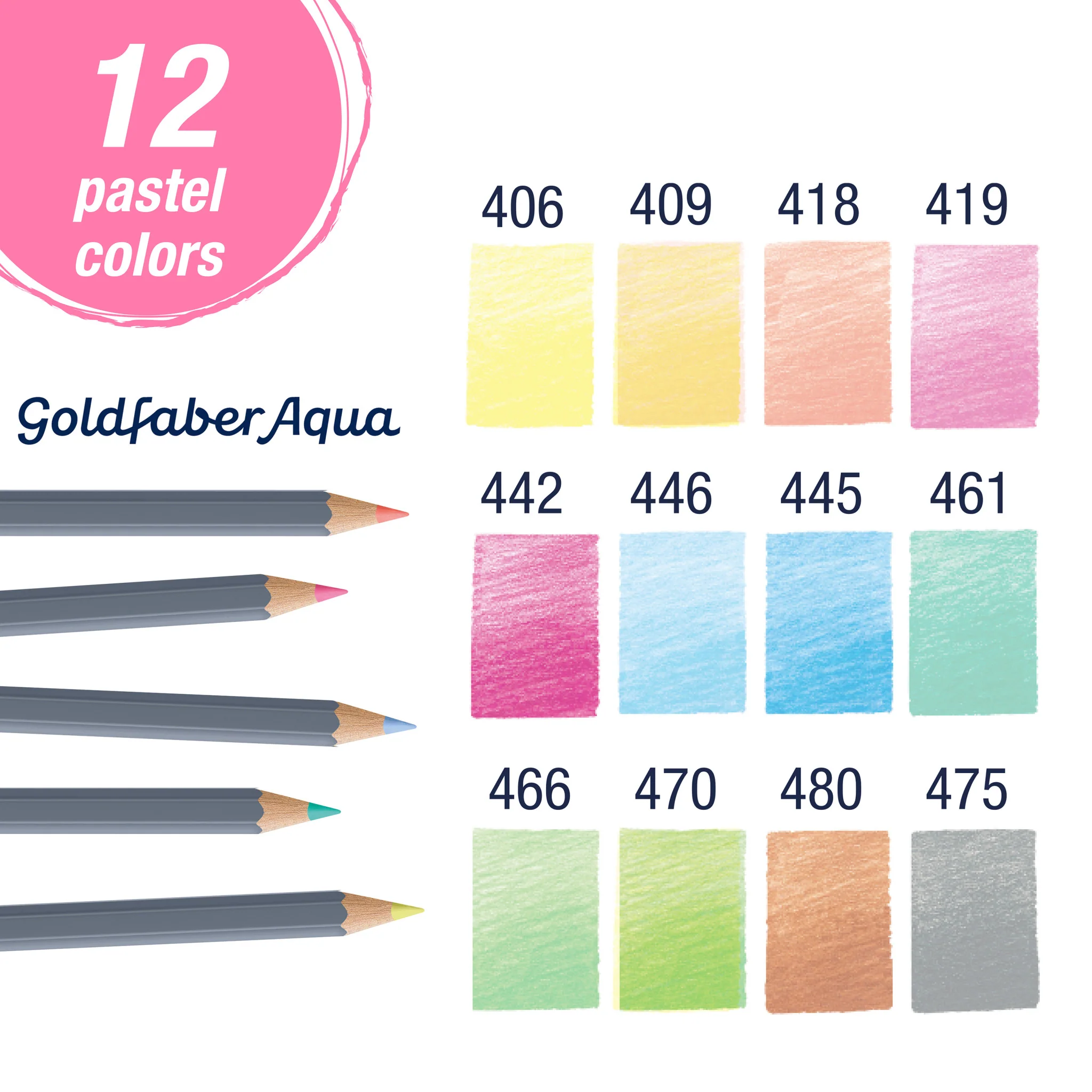Goldfaber Aqua Watercolor Pencil Box - 12ct - Pastel Colors - #FC214615 - Image 3