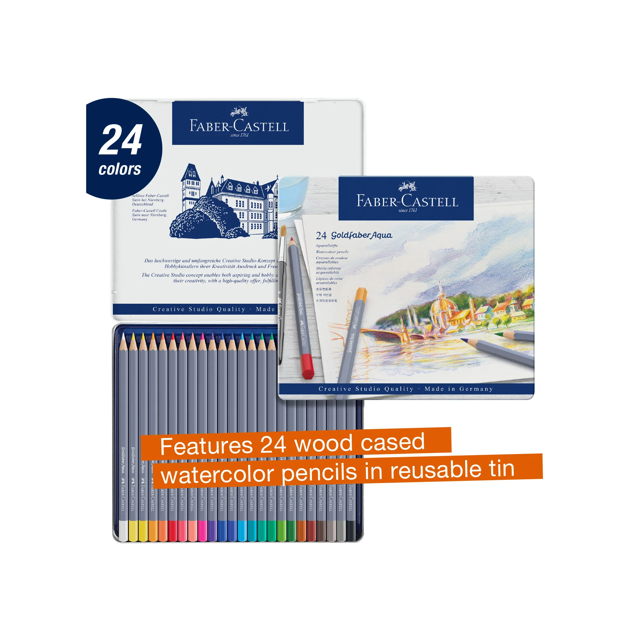 Goldfaber Aqua Watercolor Pencils, Tin of 24 - #FC114624 - Image 9