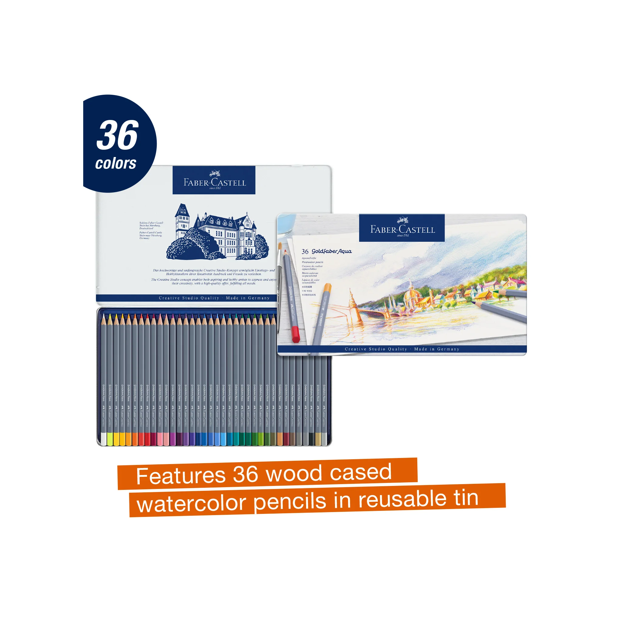 Goldfaber Aqua Watercolor Pencils, Tin of 36 - #FC114636 - Image 9