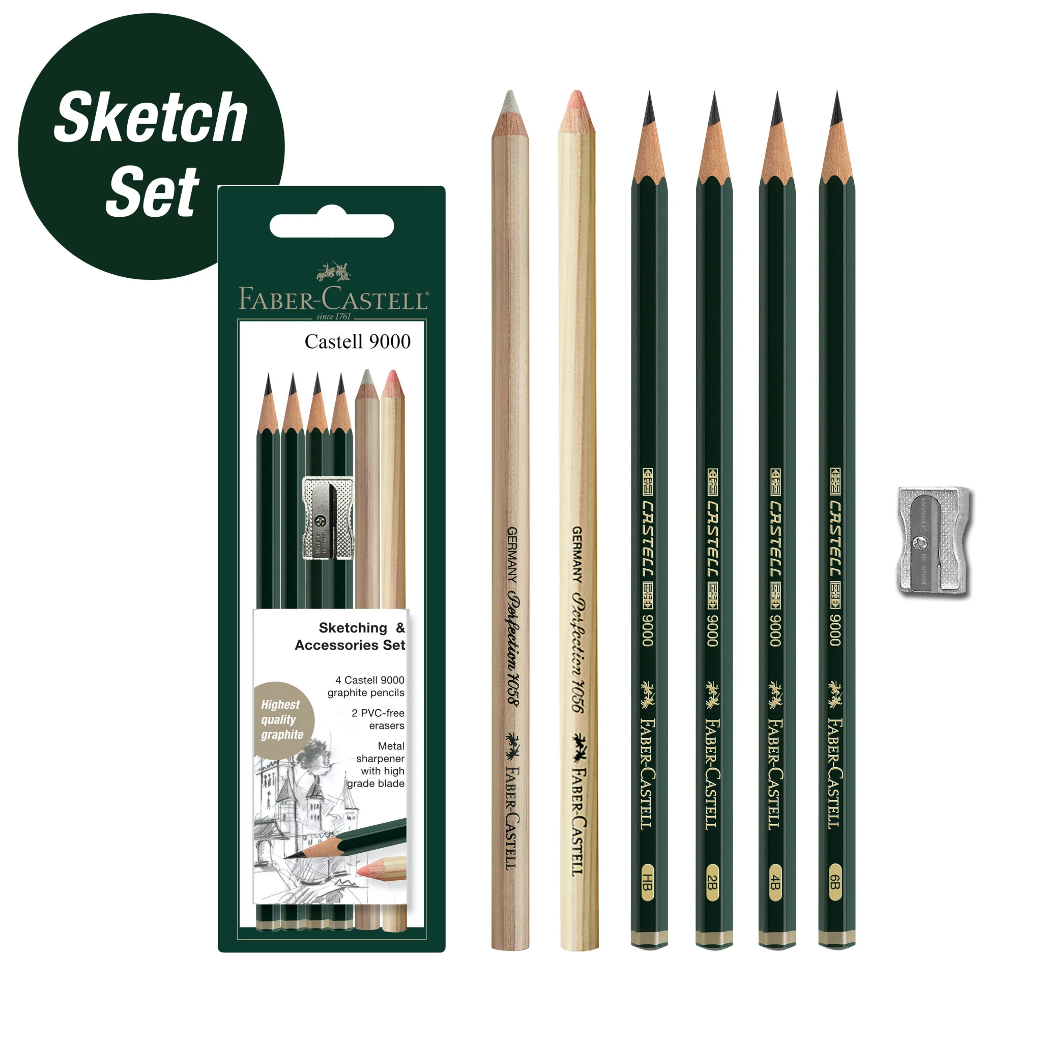 Castell 9000 Graphite Pencils, Sketching & Accessories Set - #FC800160 - Image 7