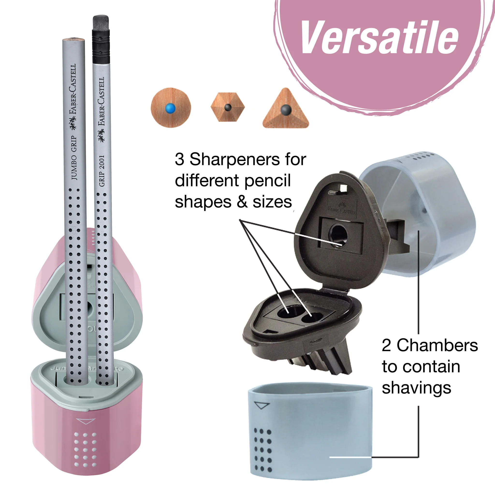 Grip Trio Pencil Sharpener, Rose Shadows - #FC770307 - Image 4