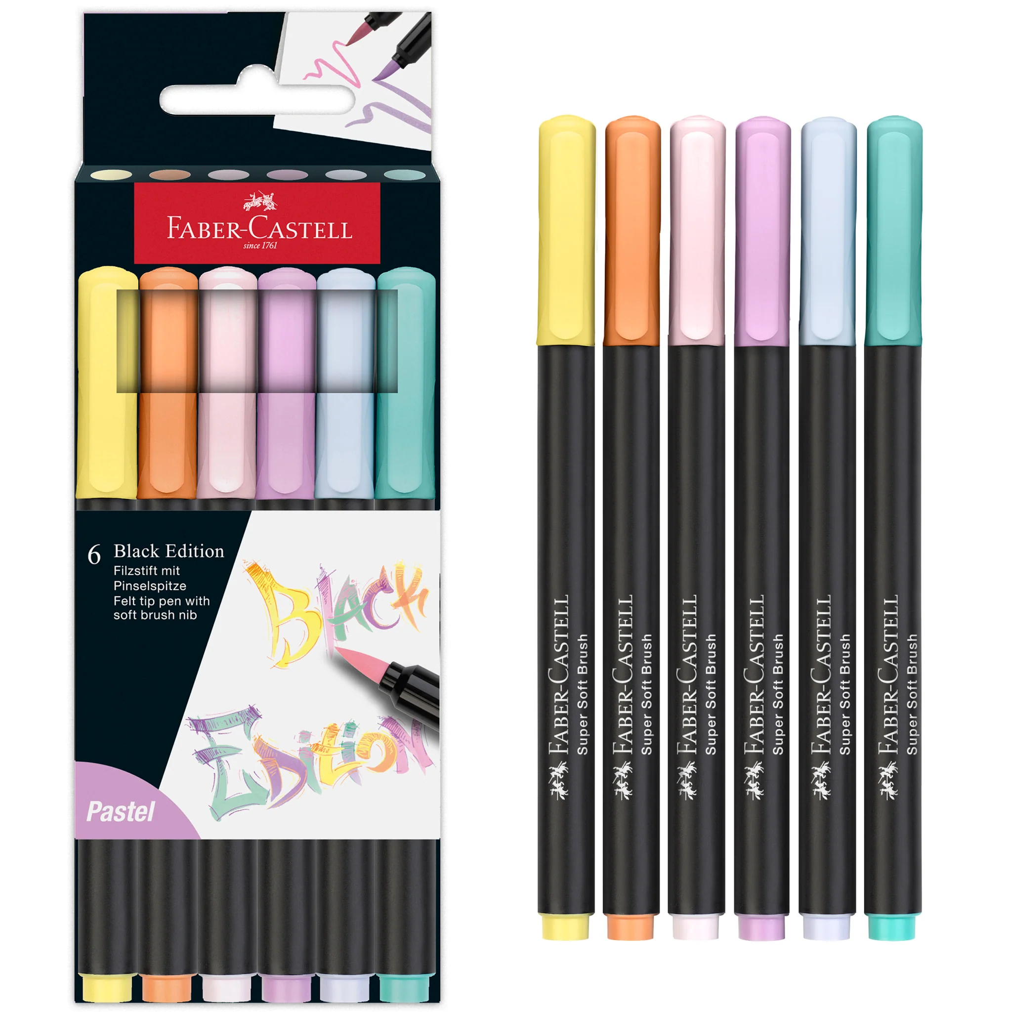 Black Edition Super Soft Brush Pens, Pastel - Box of 6 - #FC116453 - Image 6