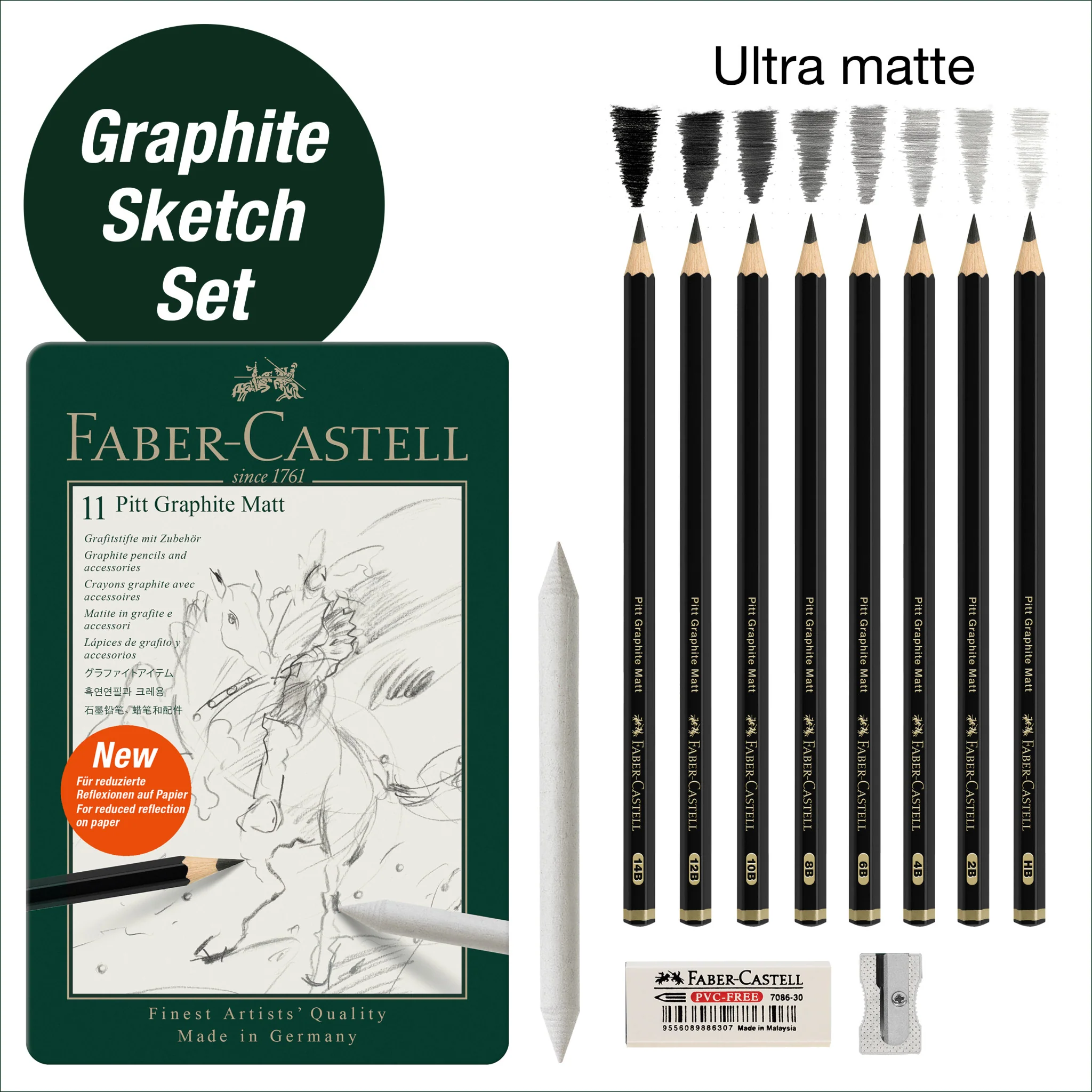 Pitt Graphite Matte Pencils, Tin of 11 - #FC115220 - Image 8