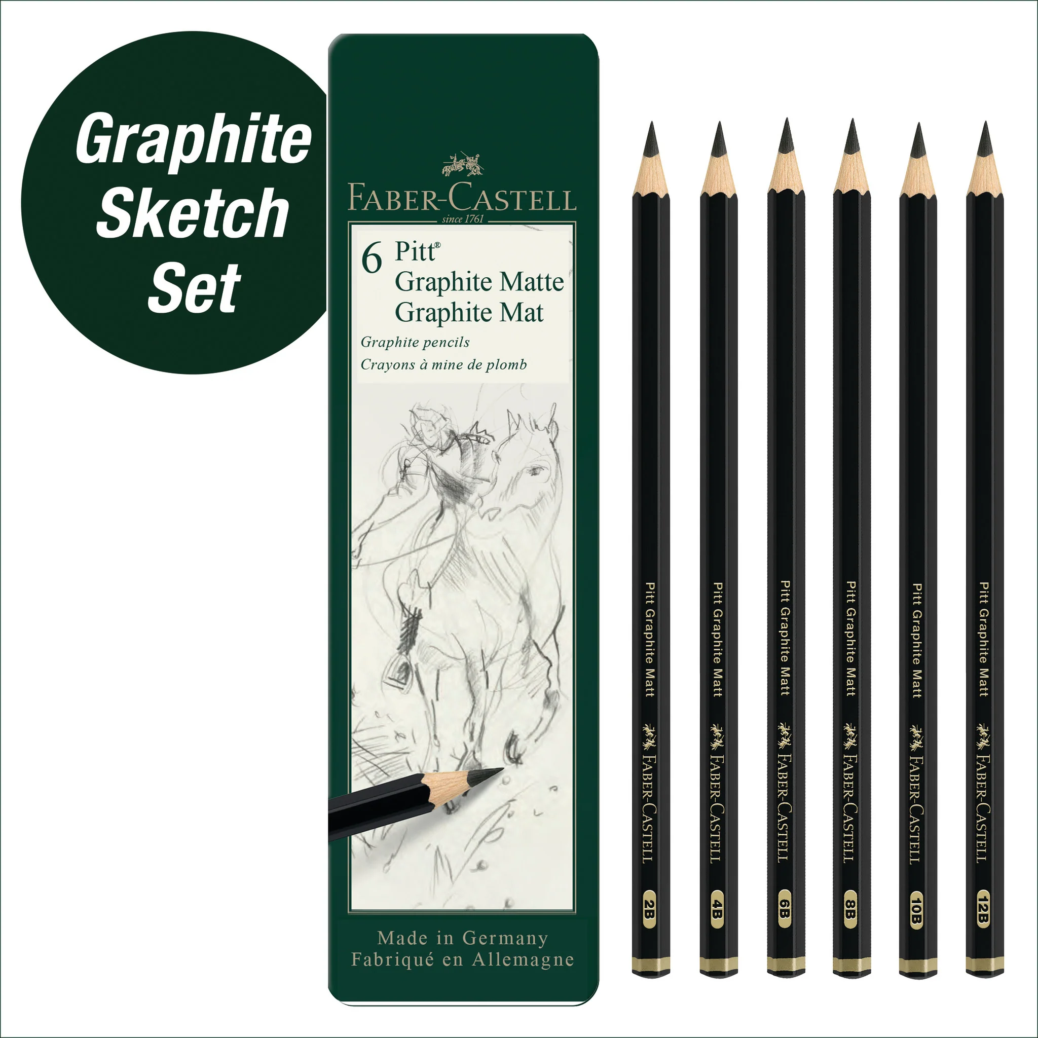 Pitt Graphite Matte Pencils, Tin of 6 - #FC115207 - Image 4