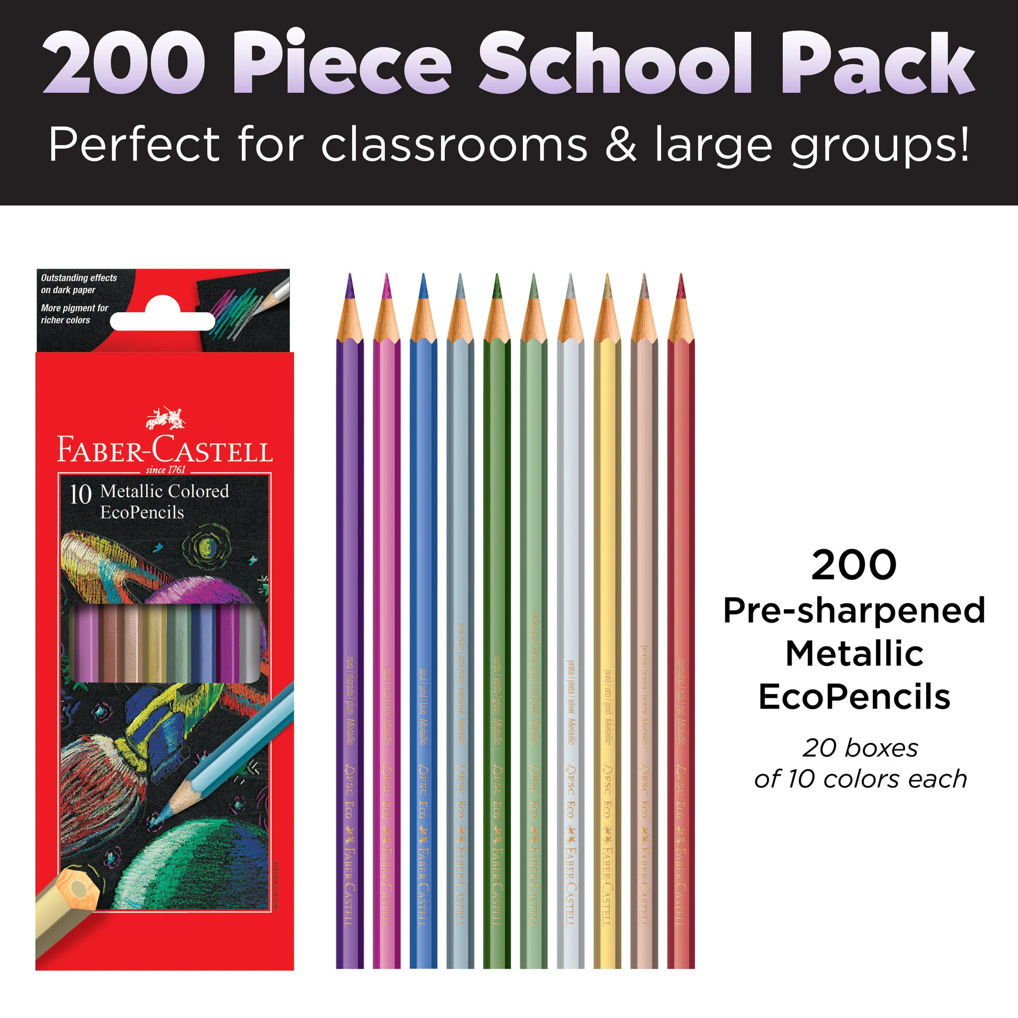Metallic Colored EcoPencils School Pack - #FC900029 - Image 3