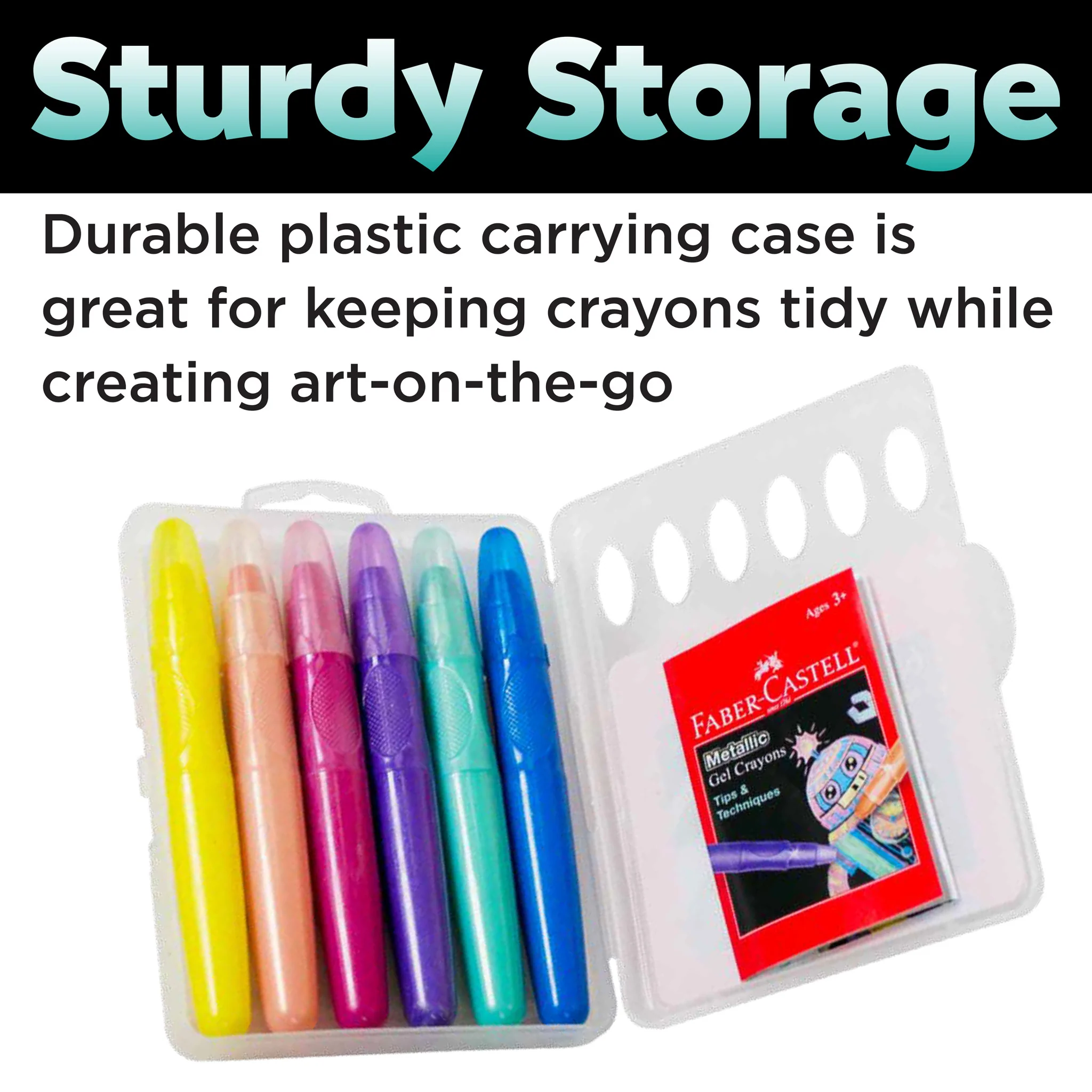 6 Metallic Gel Crayons in Storage Case - #FC14318 - Image 5