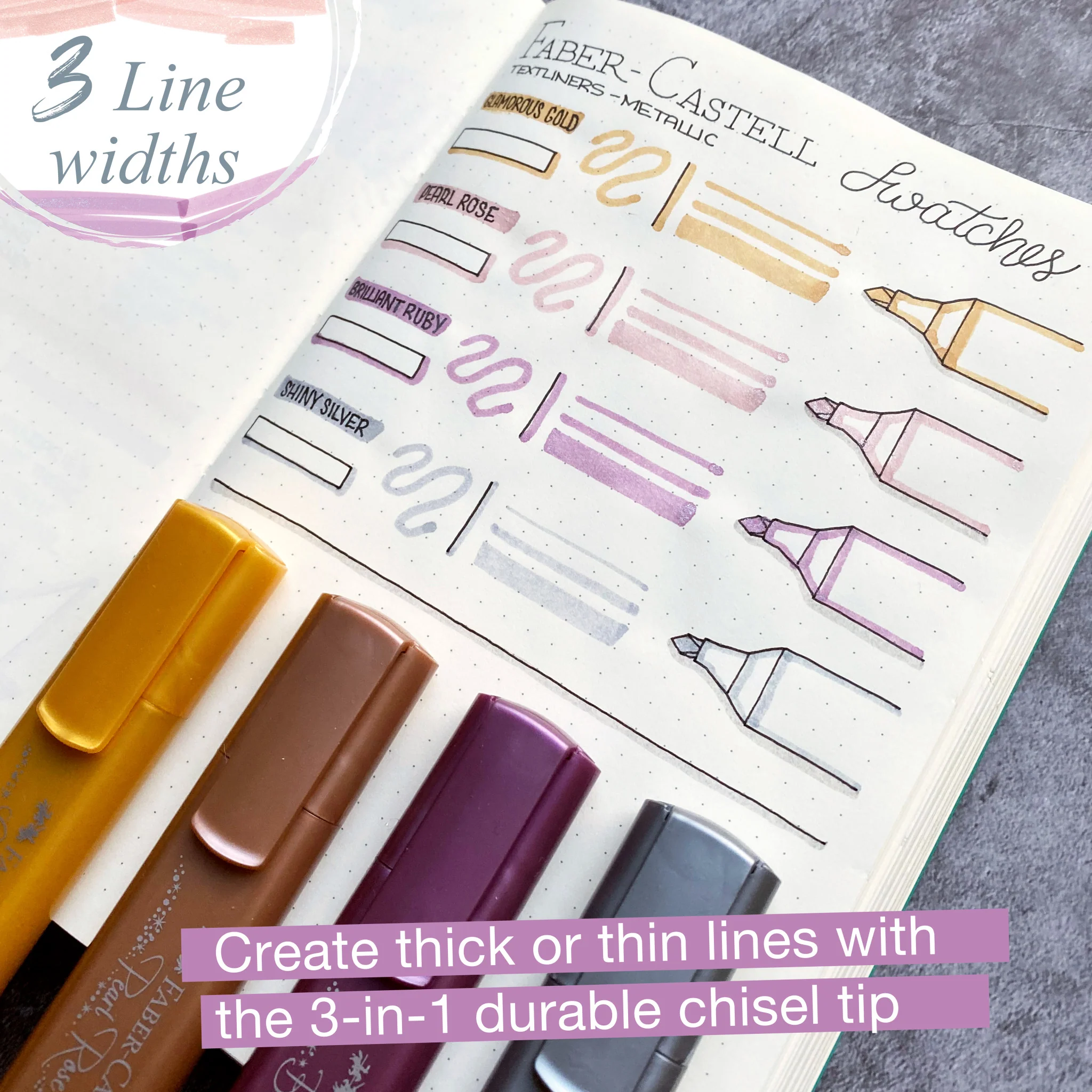 Highlighters, Metallic Colors - Box of 4 - #FC154623 - Image 4