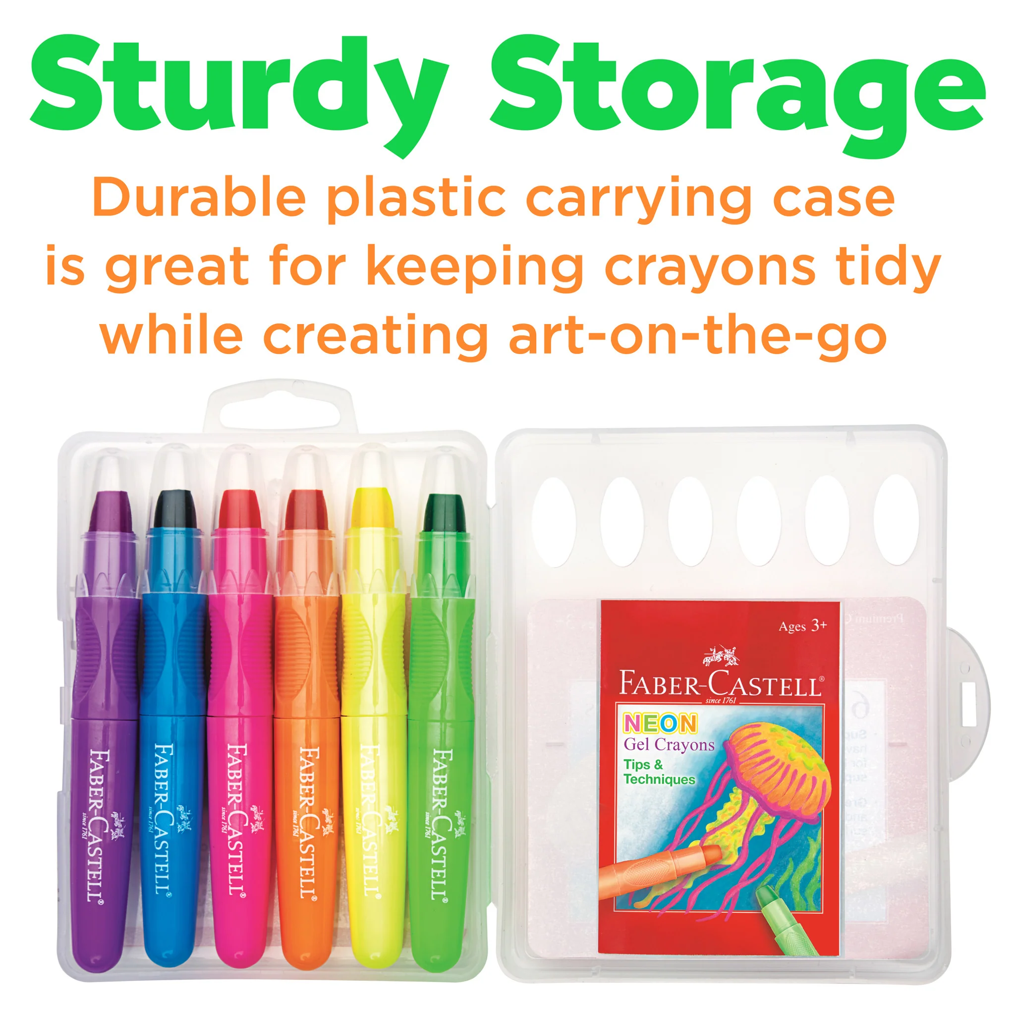 6 Neon Gel Crayons in Storage Case - #FC14317 - Image 5