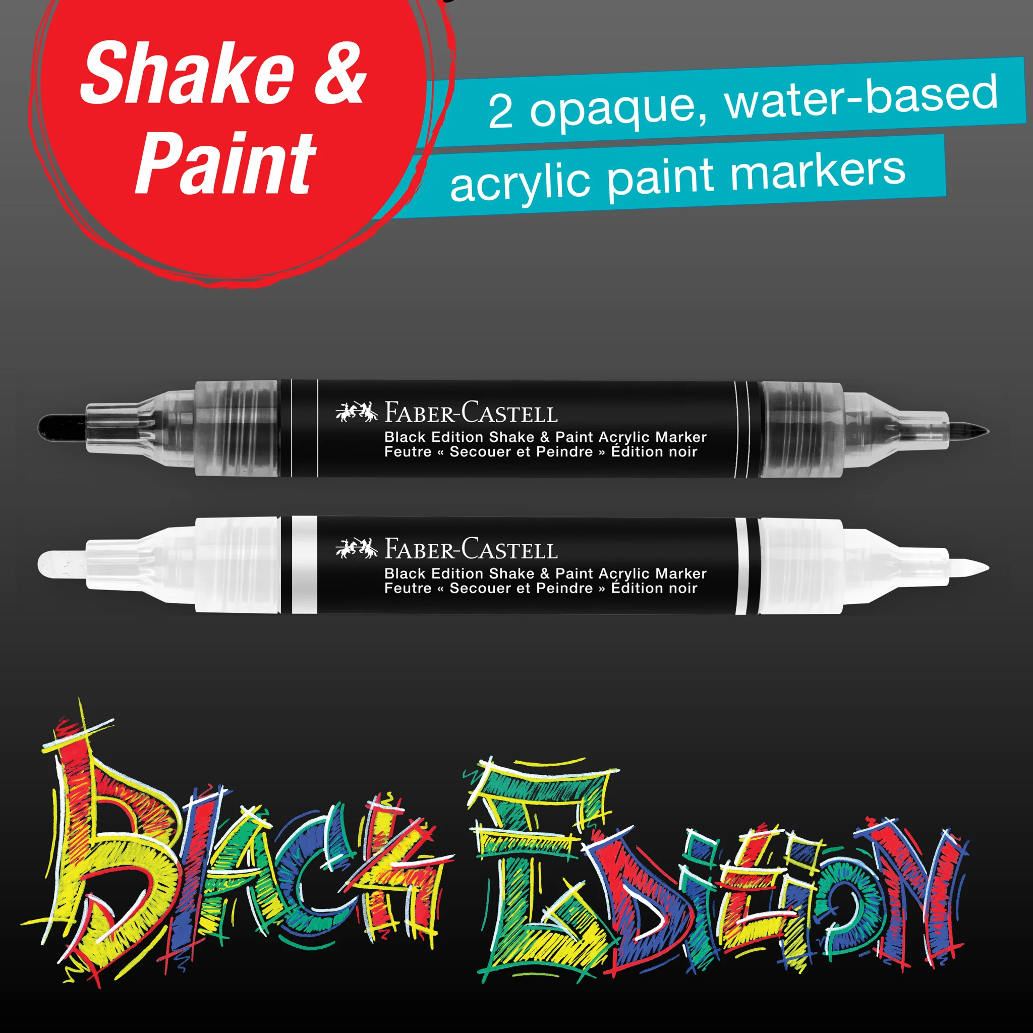 Black Edition Shake & Paint Markers - Black & White 2ct - #FC285503 - Image 3