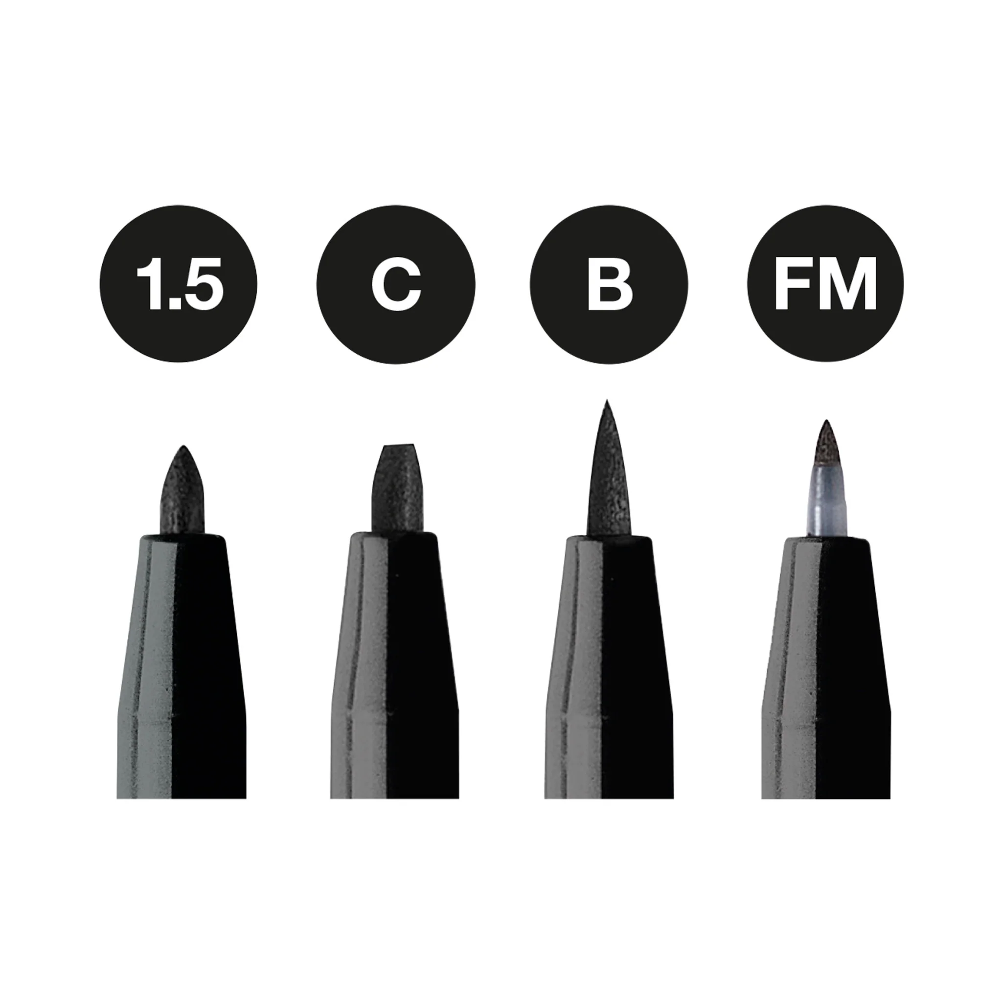 Pitt Artist Pen, #199 Black (1.5, B, C, FM) - #FC167153 - Image 7