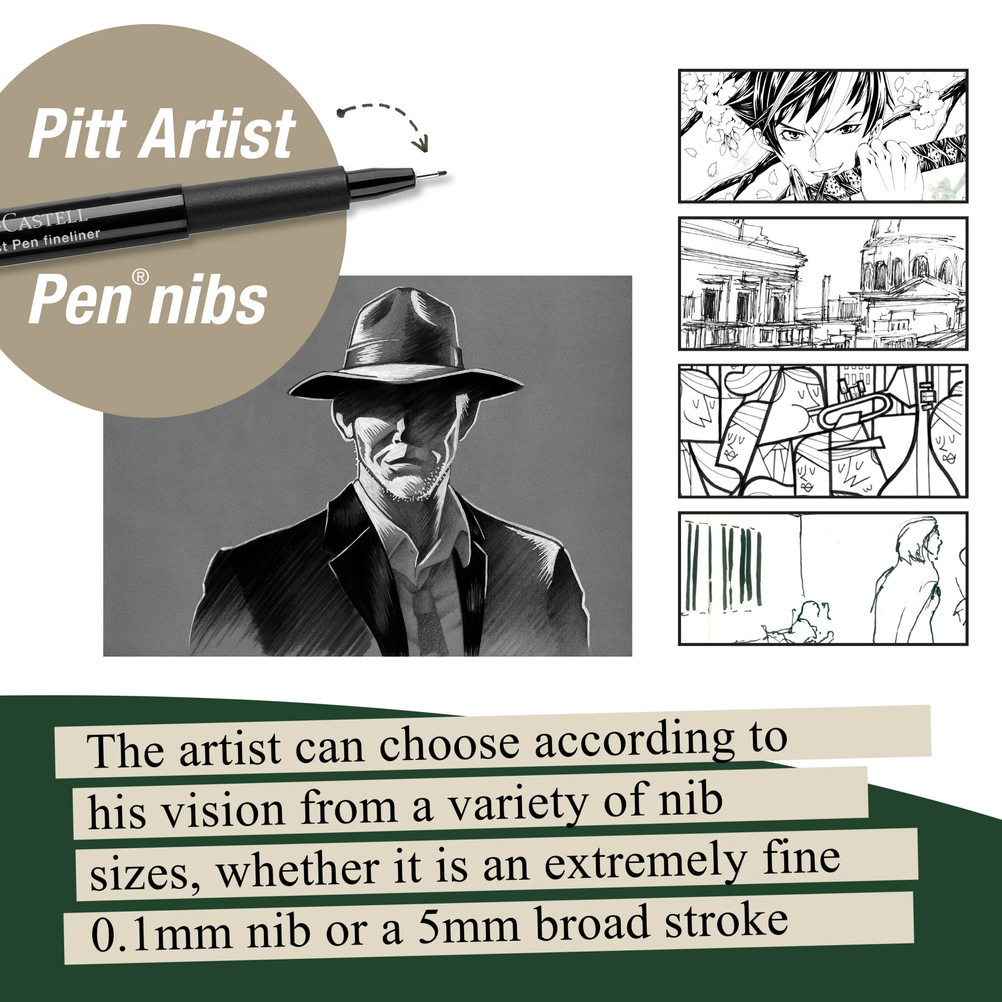 Pitt Artist Pen, #199 Black - Wallet of 8  - #FC567137 - Image 7