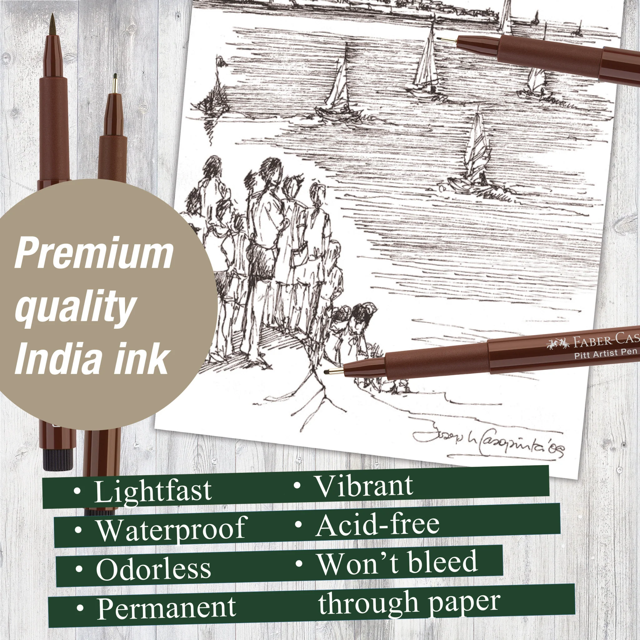 Pitt Artist Pen, #175 Dark Sepia (S, F, M, B) - #FC167101 - Image 3