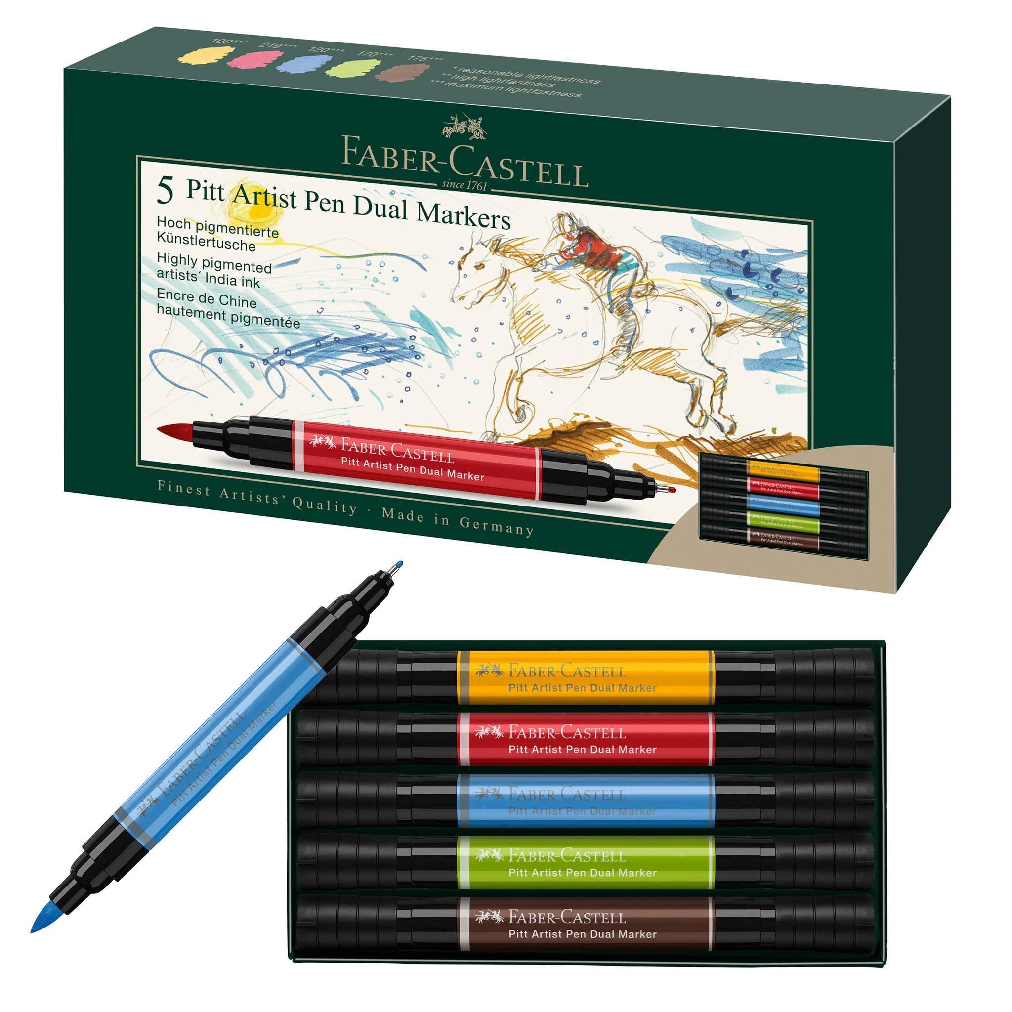 Pitt Artist Pen Dual Markers, Wallet of 5 - #FC162005 - Image 2