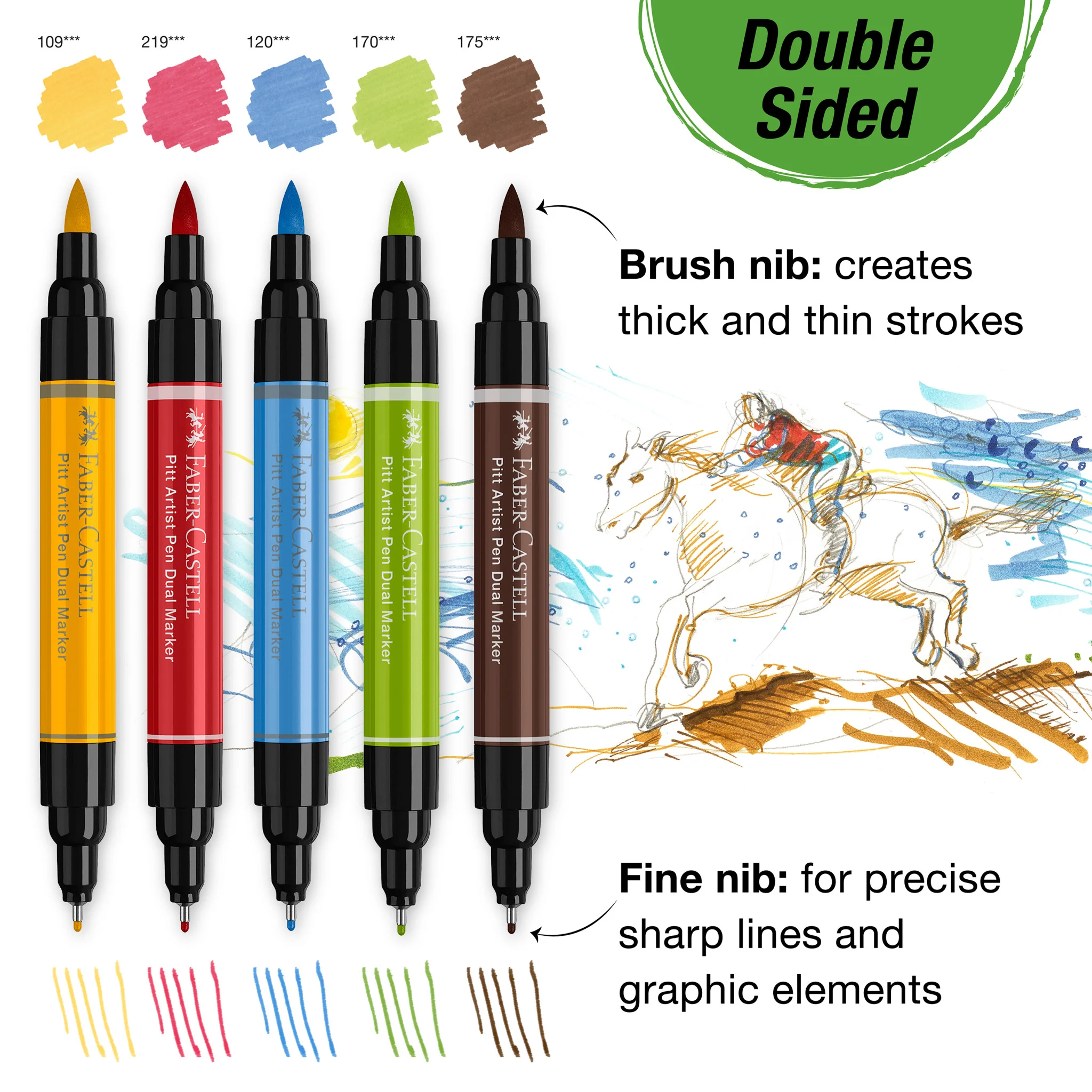 Pitt Artist Pen Dual Markers, Wallet of 5 - #FC162005 - Image 4