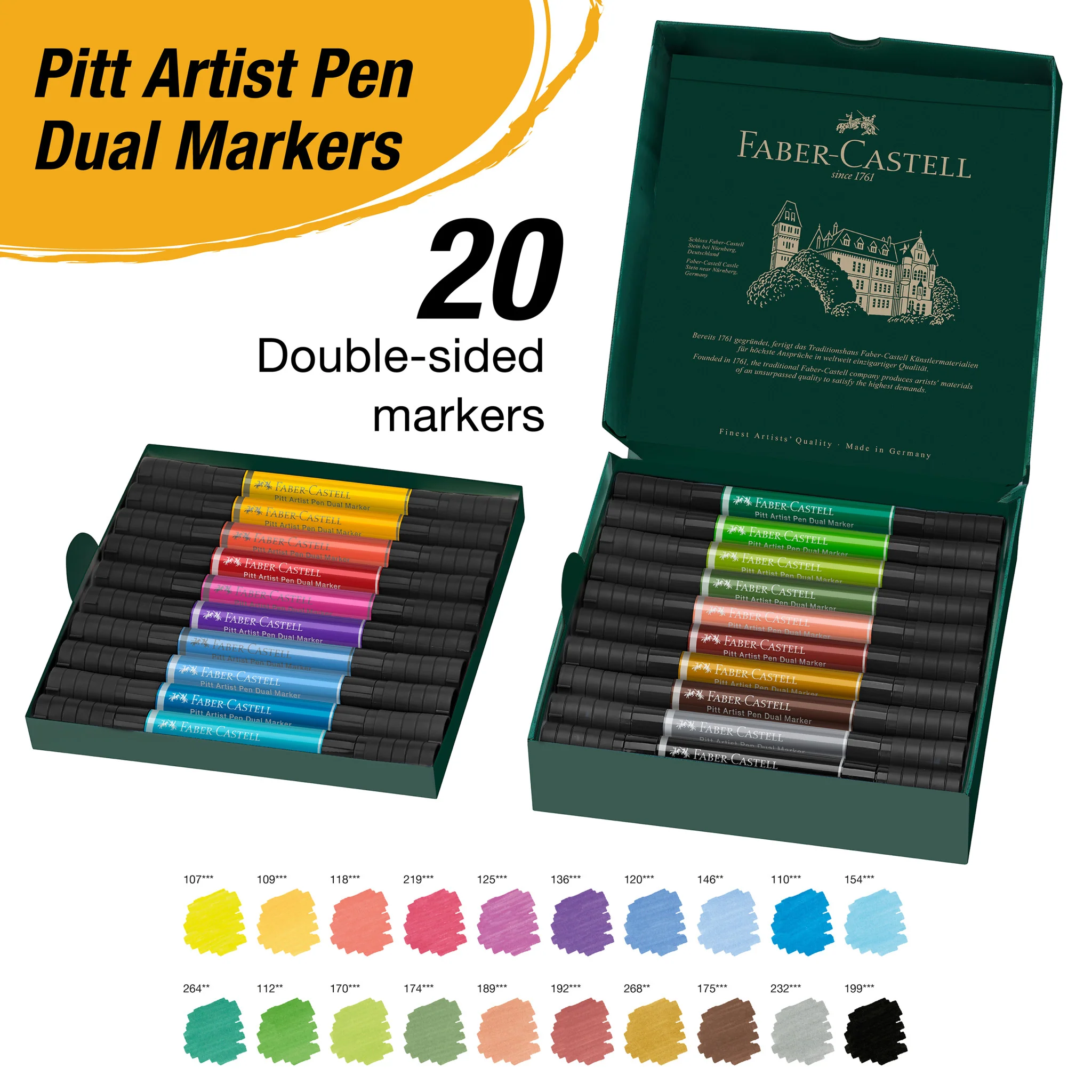 Pitt Artist Pen Dual Markers, Wallet of 20 - #FC162020 - Image 3