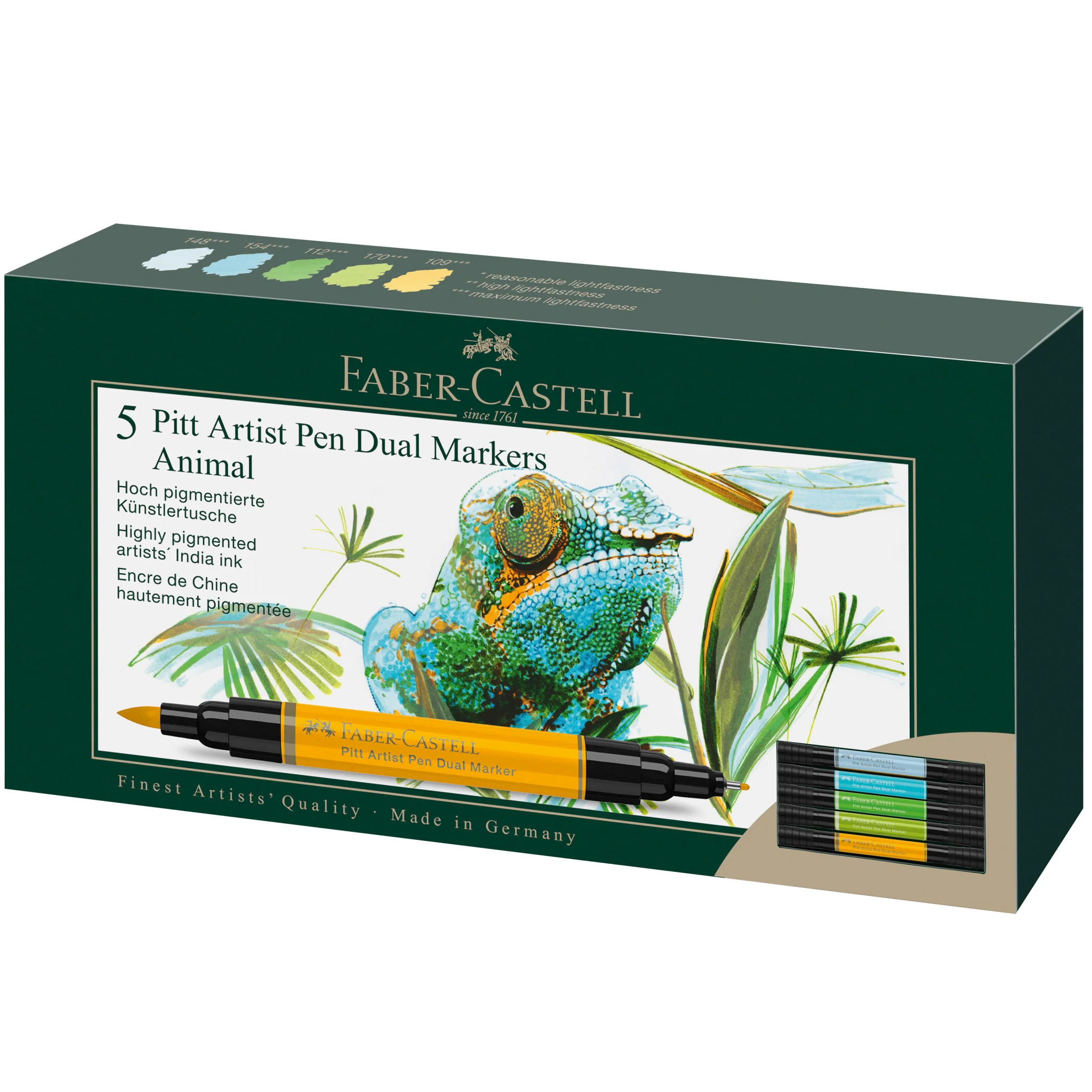 Pitt Artist Pen Dual Markers, Animals - Wallet of 5 - #FC162008