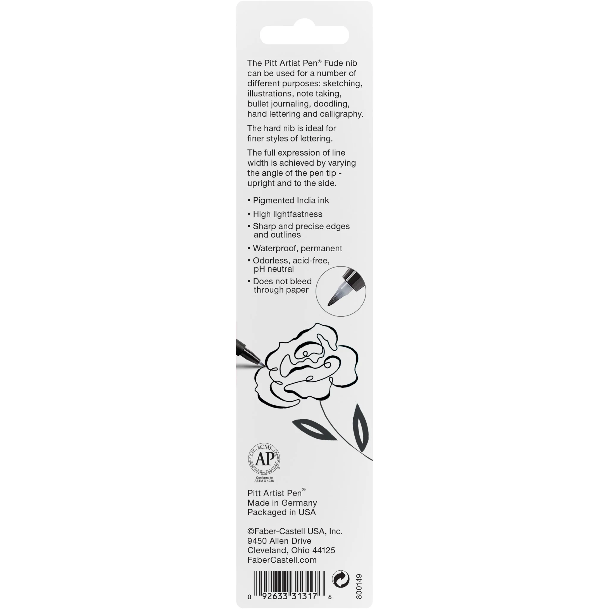 Pitt Artist Pen, Fude Hard - #199 Black - #FC800149 - Image 2