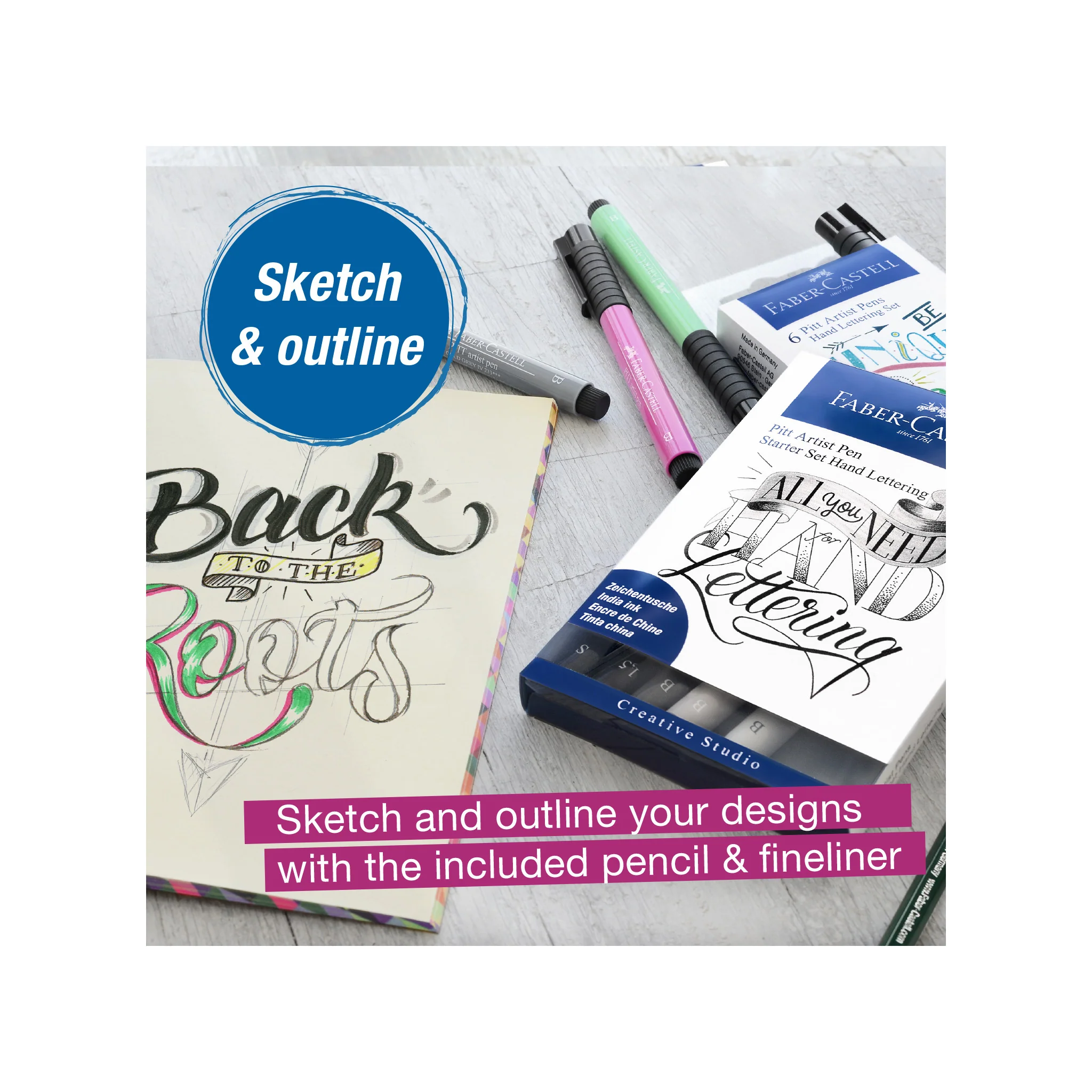 Pitt Artist Pen, Hand Lettering Starter Set - Wallet of 8 - #FC267118 - Image 8