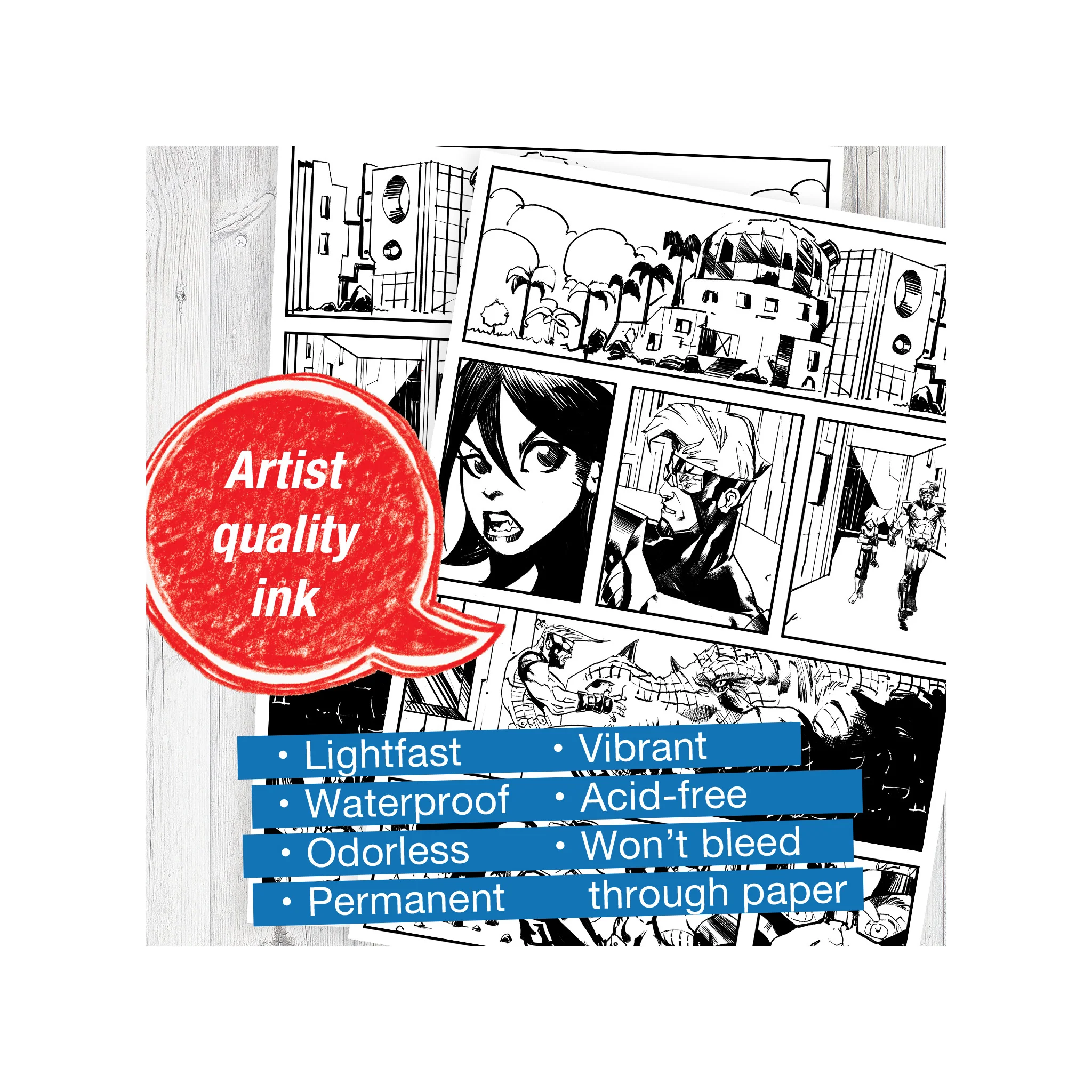 Pitt Artist Pen, Manga Basic Set - Wallet of 8 - #FC167107 - Image 4
