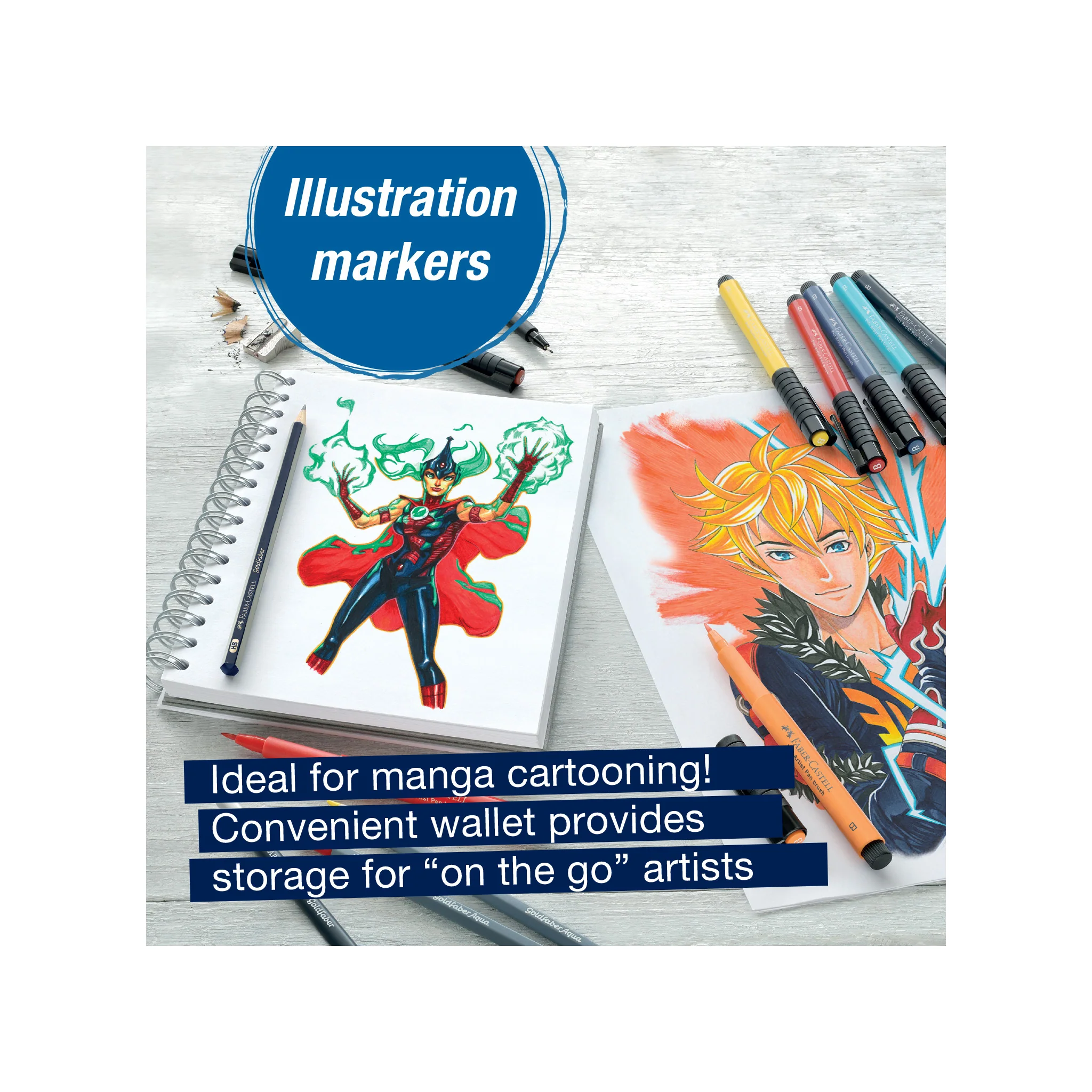 Pitt Artist Pen, Manga Kaoiro Set - Wallet of 6 - #FC167168 - Image 7