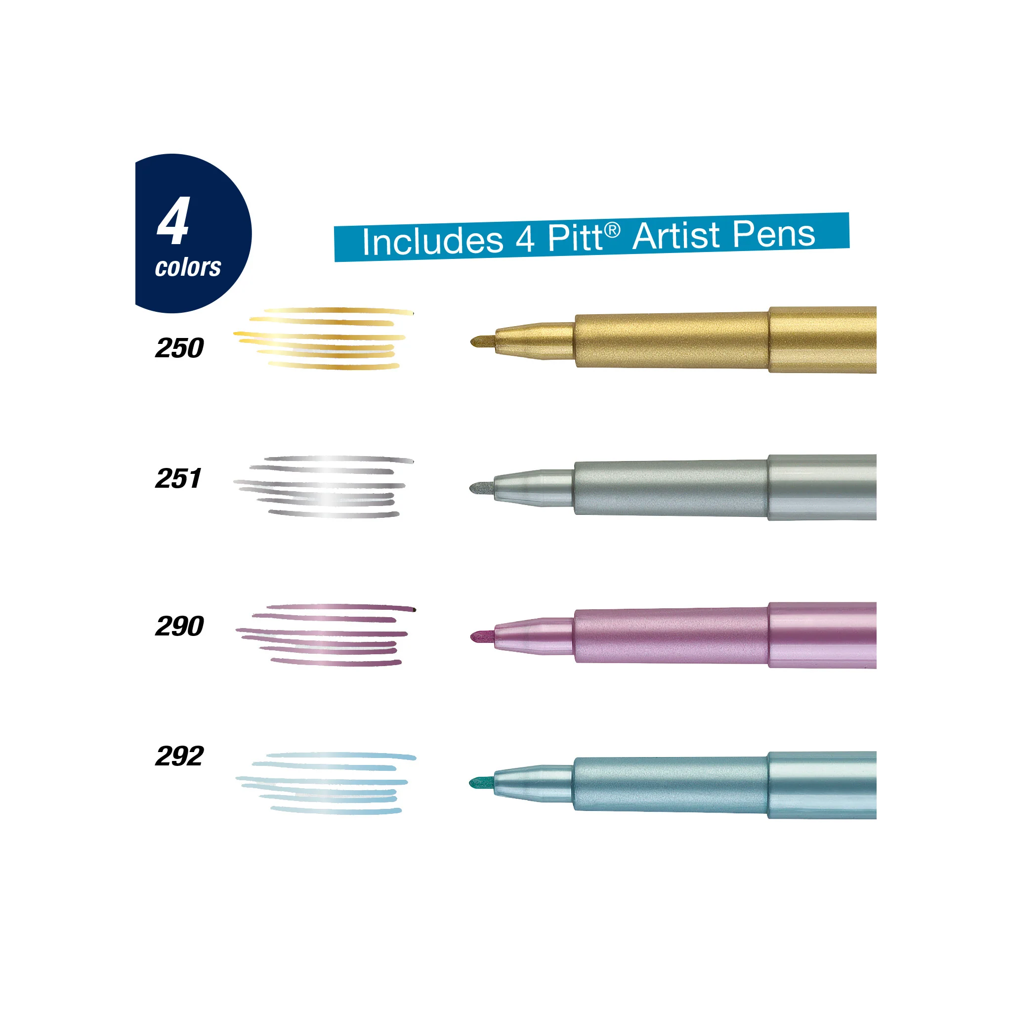Pitt Artist Pen, Metallic - Wallet of 4 - #FC167304 - Image 7